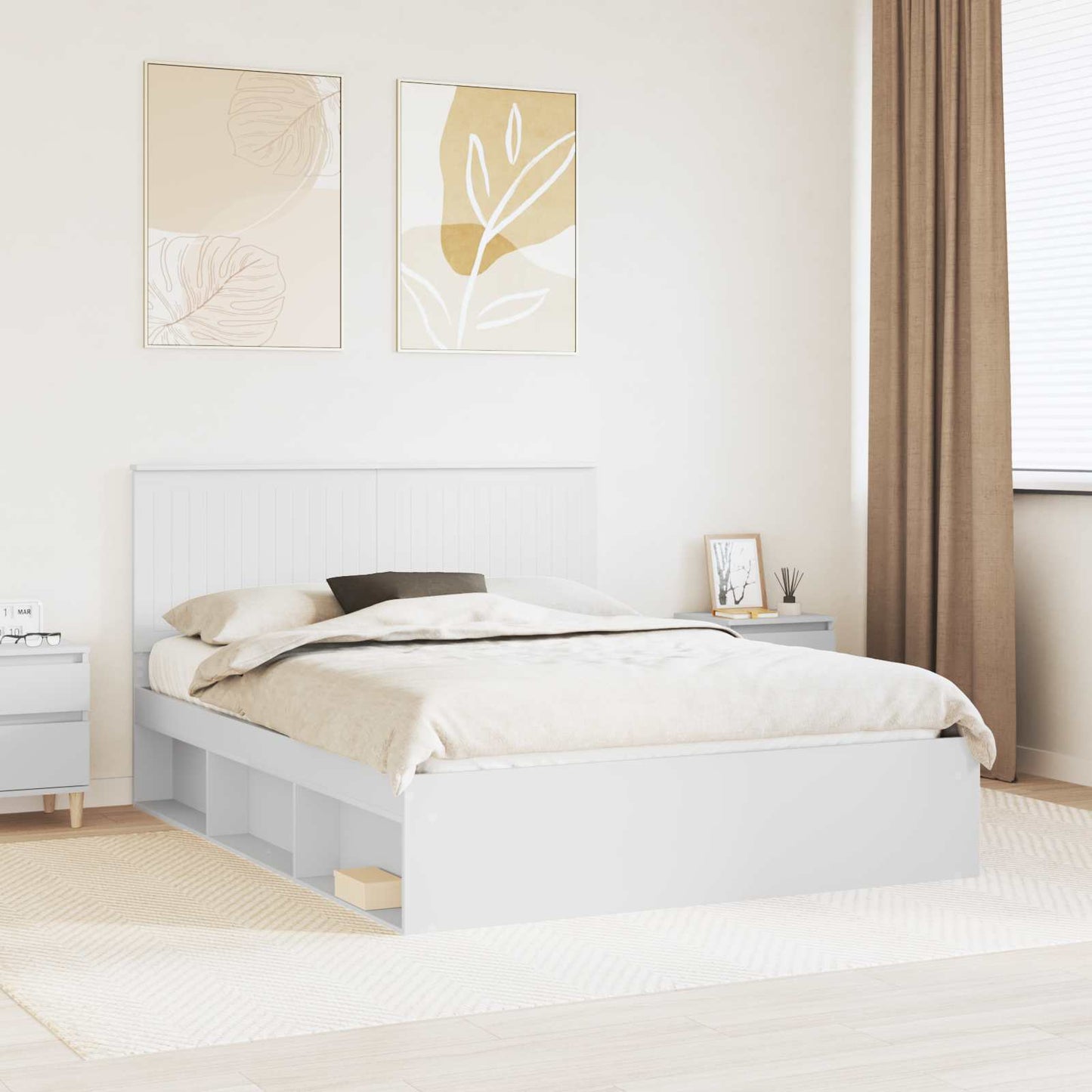 vidaXL Σκελετός Κρεβατιού Λευκό 150 x 200 cm Στερεά ξυλεία πεύκου
