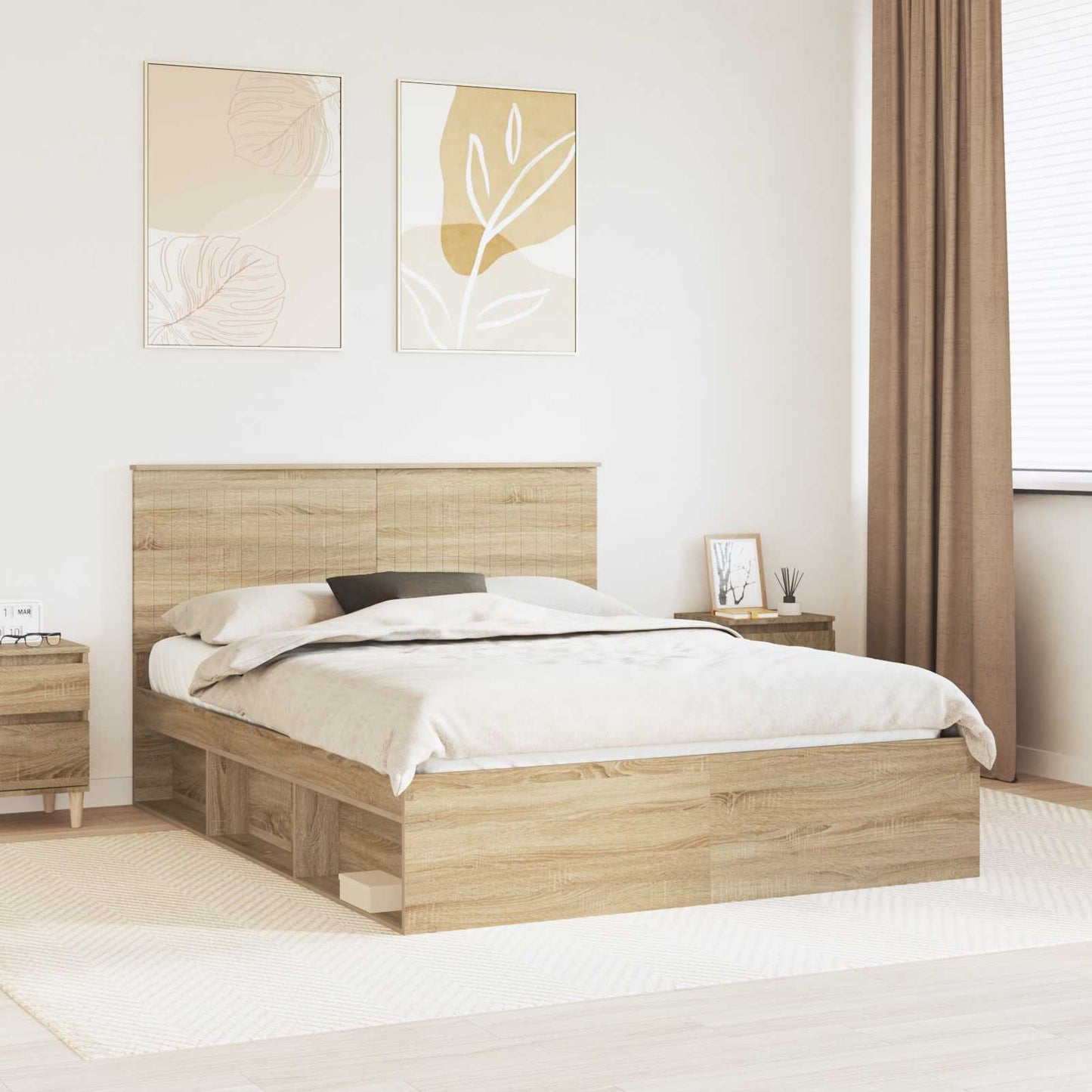 vidaXL Σκελετός Κρεβατιού με κεφαλάρι Δρύς Sonoma 150 x 200 cm