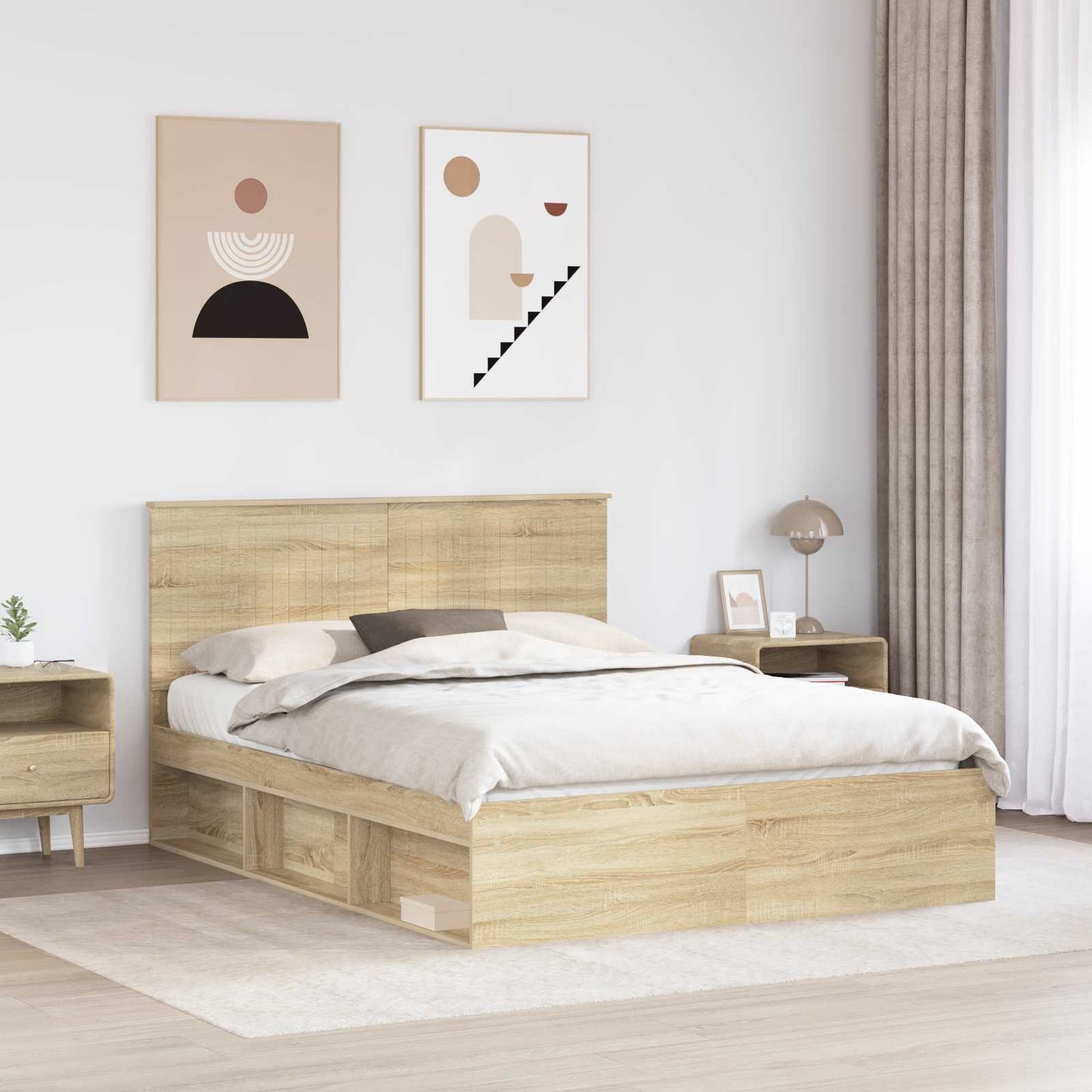 vidaXL Σκελετός Κρεβατιού με κεφαλάρι Δρύς Sonoma 150 x 200 cm