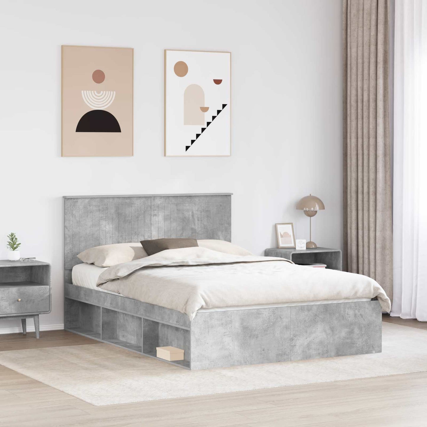 vidaXL Σκελετός Κρεβατιού Σκυρόδεμα 140 x 200 cm Στερεά ξυλεία πεύκου