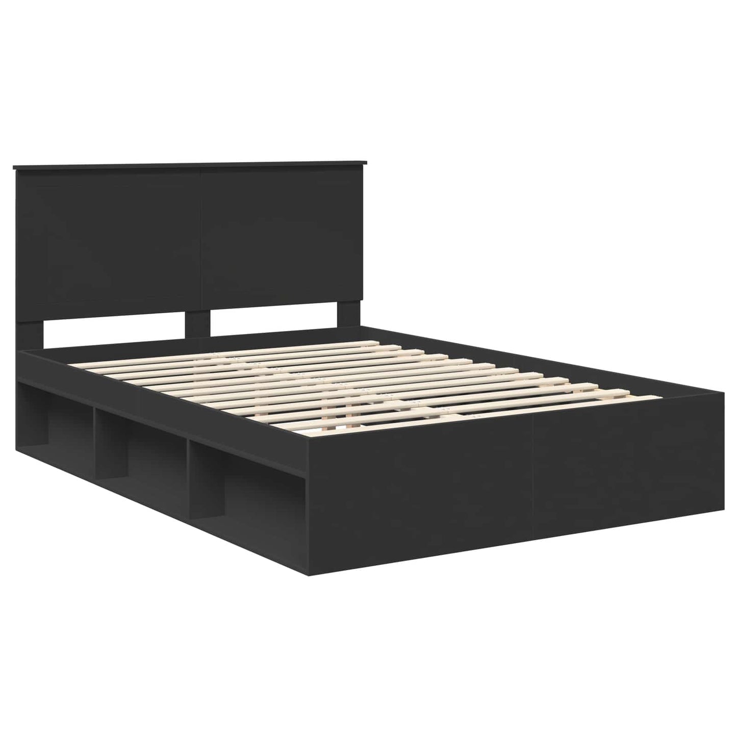vidaXL Σκελετός Κρεβατιού Μαύρο 135 x 190 cm Στερεά ξυλεία πεύκου