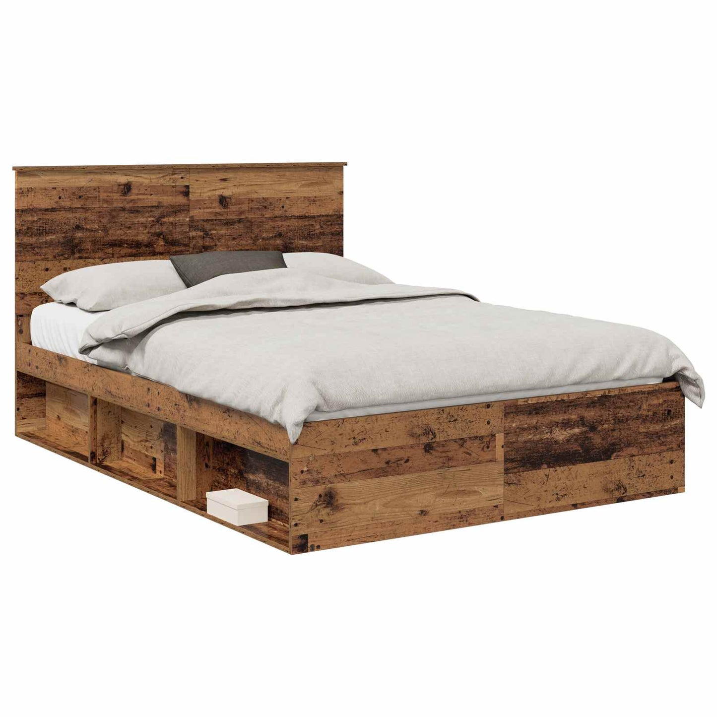 vidaXL Σκελετός Κρεβατιού Παλιό ξύλο 135 x 190 cm Στερεά ξυλεία πεύκου
