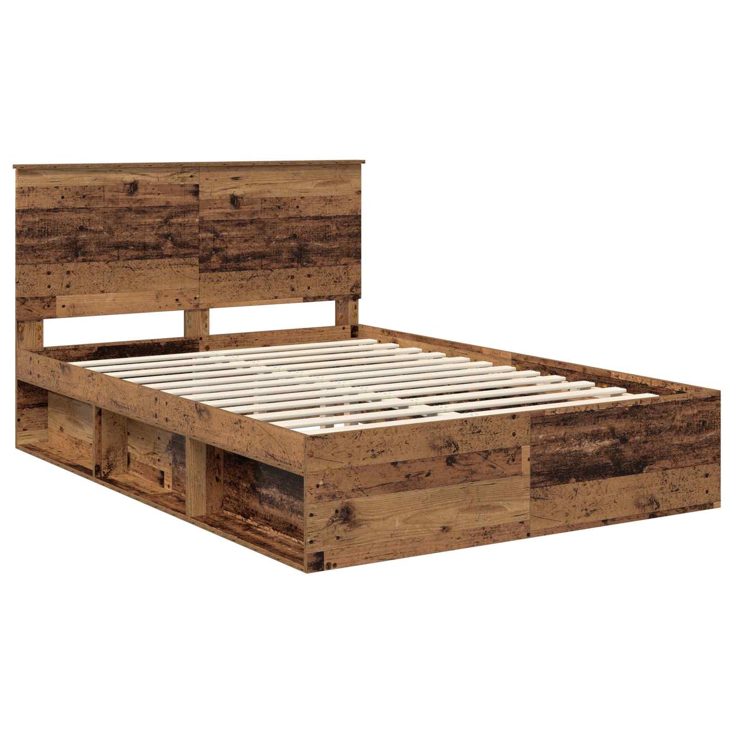 vidaXL Σκελετός Κρεβατιού Παλιό ξύλο 135 x 190 cm Στερεά ξυλεία πεύκου