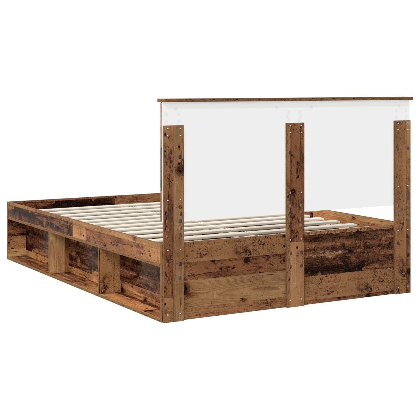 vidaXL Σκελετός Κρεβατιού Παλιό ξύλο 135 x 190 cm Στερεά ξυλεία πεύκου
