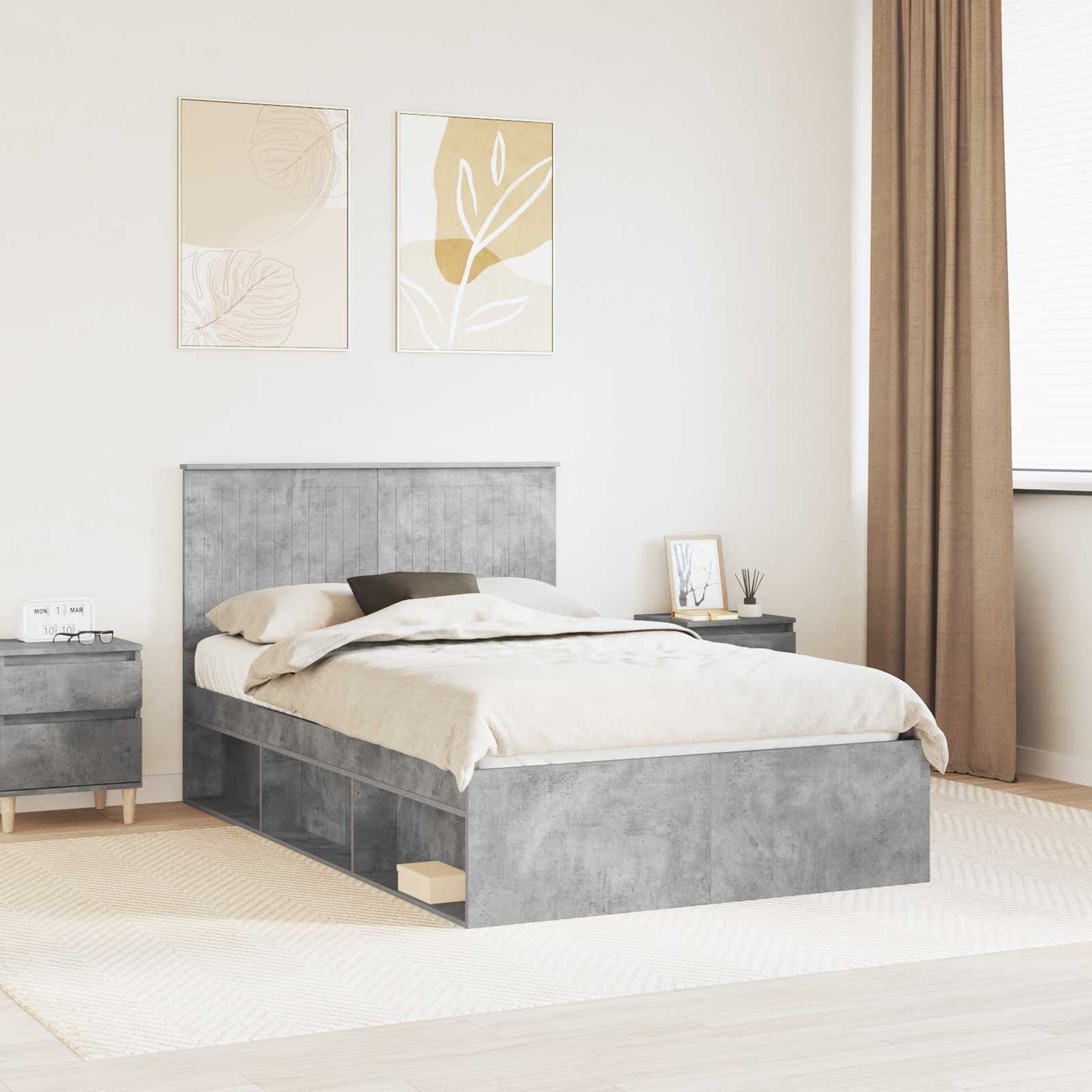 vidaXL Σκελετός Κρεβατιού Σκυρόδεμα 120 x 200 cm Στερεά ξυλεία πεύκου