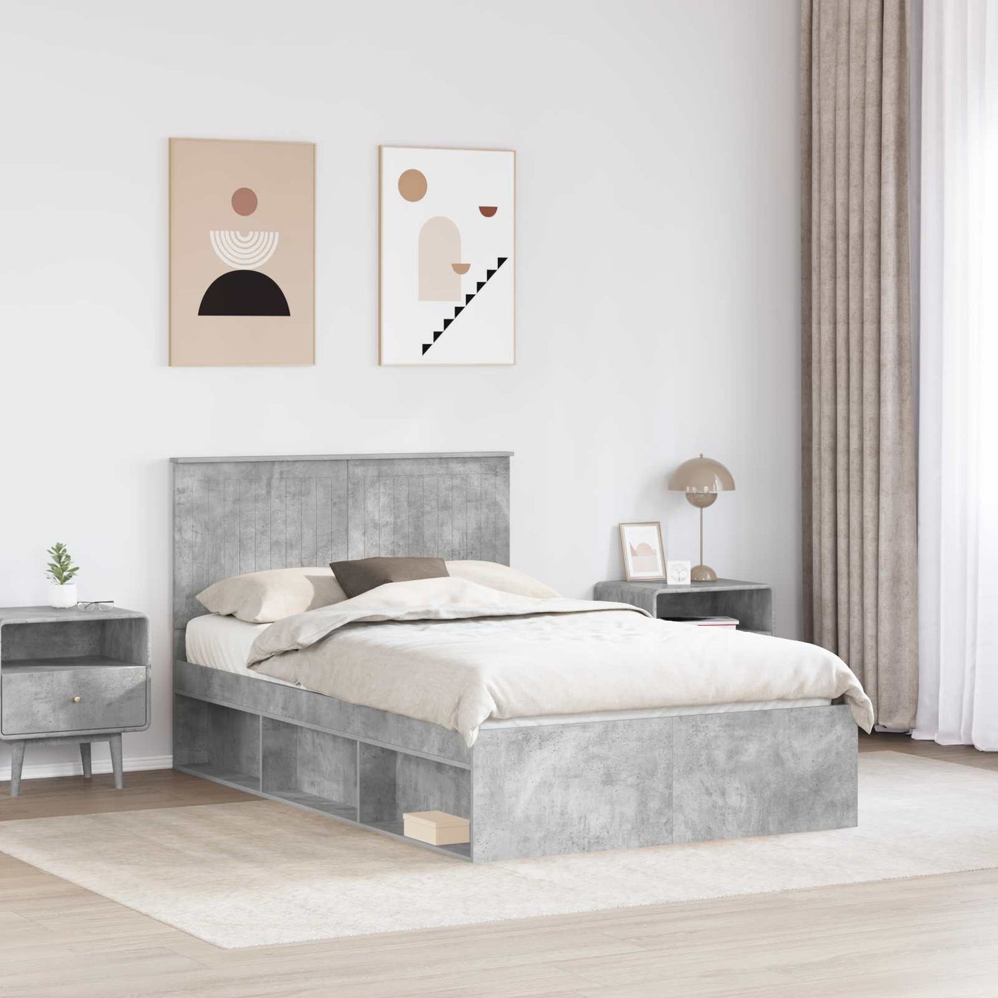 vidaXL Σκελετός Κρεβατιού Σκυρόδεμα 120 x 200 cm Στερεά ξυλεία πεύκου
