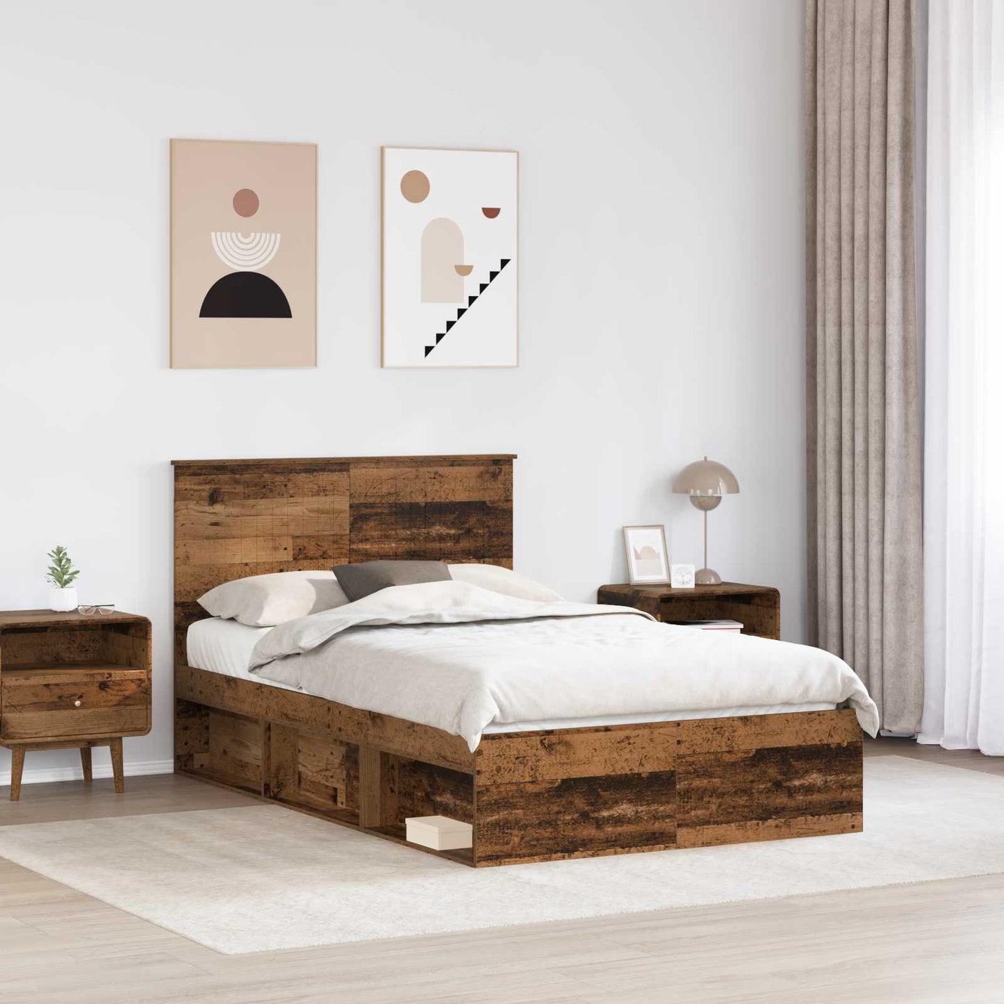 vidaXL Σκελετός Κρεβατιού Παλιό ξύλο 120 x 200 cm Στερεά ξυλεία πεύκου