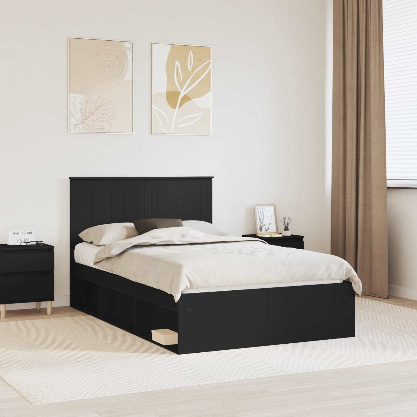 vidaXL Σκελετός Κρεβατιού Μαύρο 120 x 190 cm Στερεά ξυλεία πεύκου