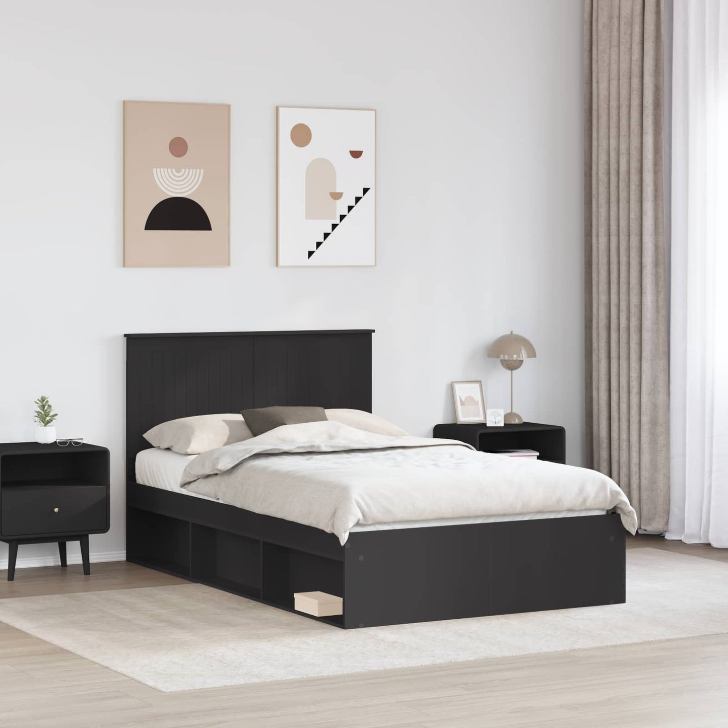 vidaXL Σκελετός Κρεβατιού Μαύρο 120 x 190 cm Στερεά ξυλεία πεύκου