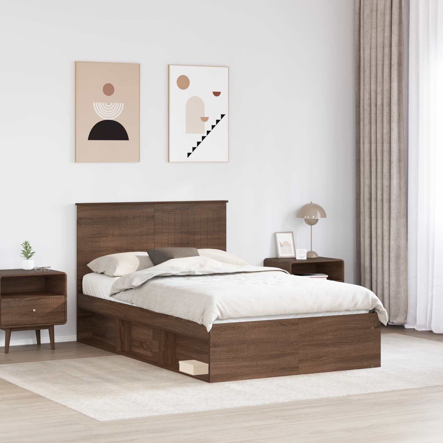 vidaXL Σκελετός Κρεβατιού Καφέ δρυς 120 x 190 cm Στερεά ξυλεία πεύκου