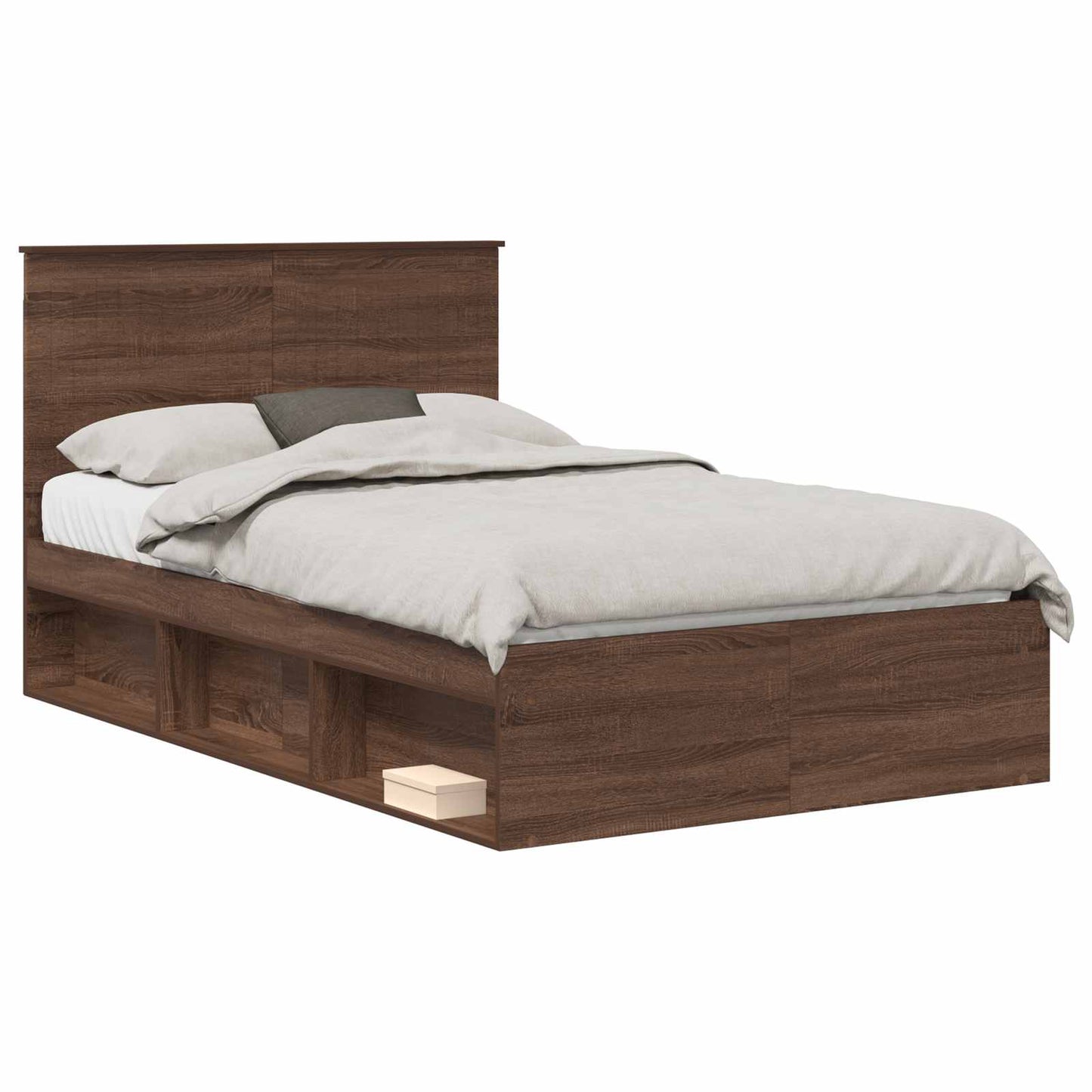 vidaXL Σκελετός Κρεβατιού Καφέ δρυς 120 x 190 cm Στερεά ξυλεία πεύκου