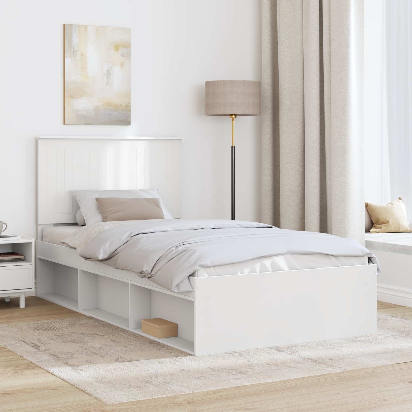 vidaXL Σκελετός Κρεβατιού Λευκό 100 x 200 cm Στερεά ξυλεία πεύκου