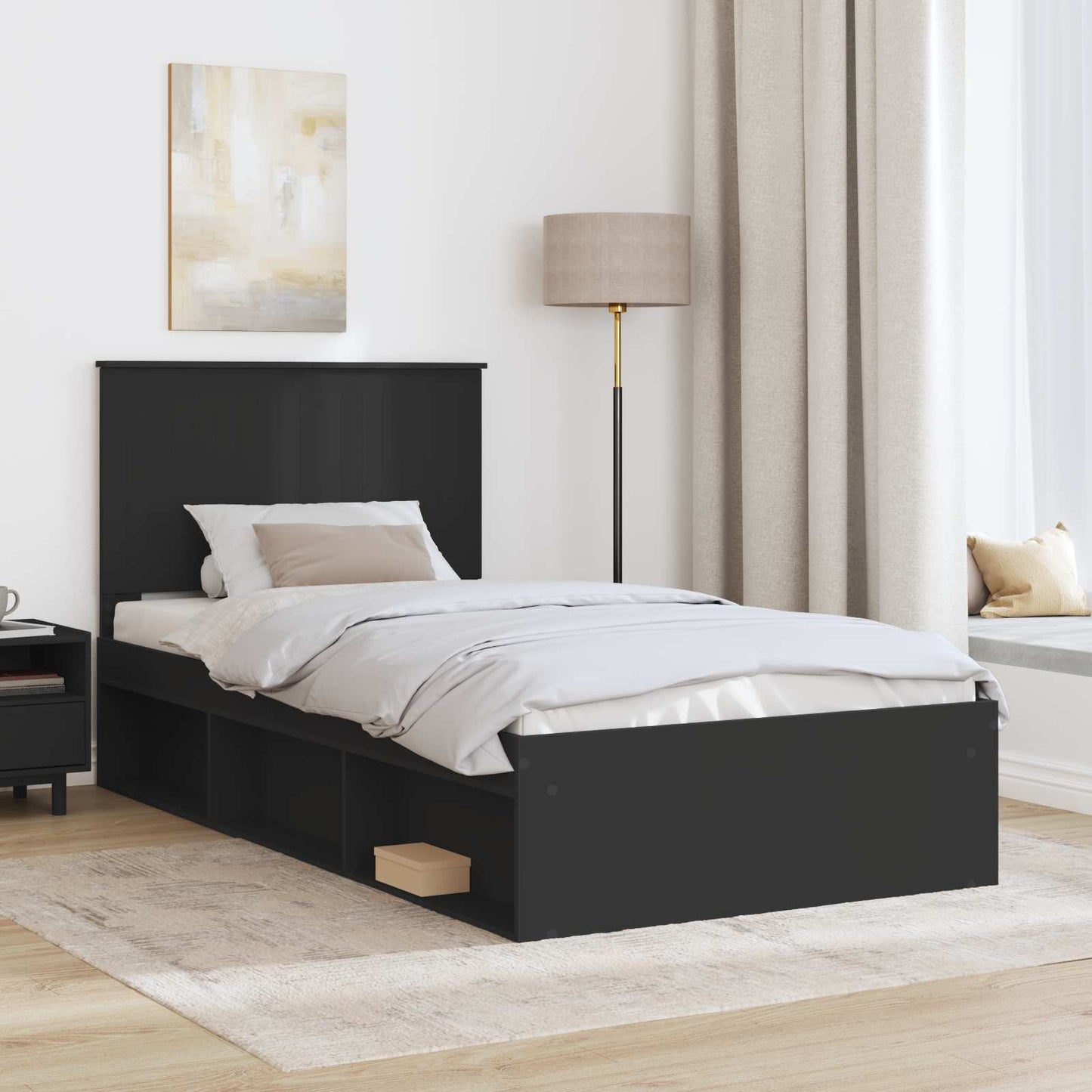 vidaXL Σκελετός Κρεβατιού Μαύρο 100 x 200 cm Στερεά ξυλεία πεύκου
