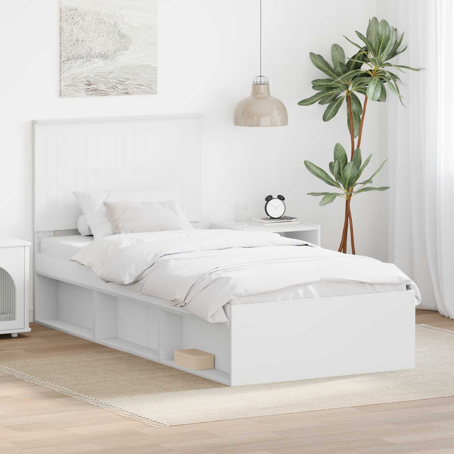 vidaXL Σκελετός Κρεβατιού Λευκό 90 x 200 cm Στερεά ξυλεία πεύκου