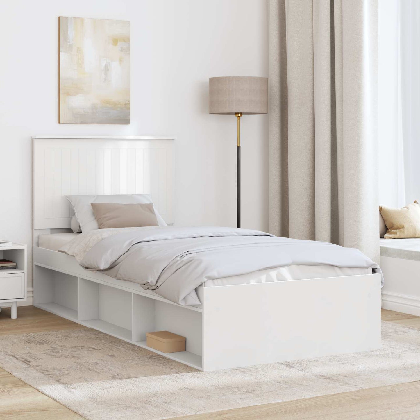 vidaXL Σκελετός Κρεβατιού Λευκό 90 x 190 cm Στερεά ξυλεία πεύκου