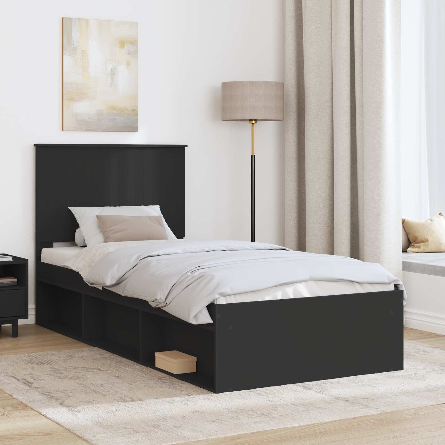 vidaXL Σκελετός Κρεβατιού Μαύρο 90 x 190 cm Στερεά ξυλεία πεύκου