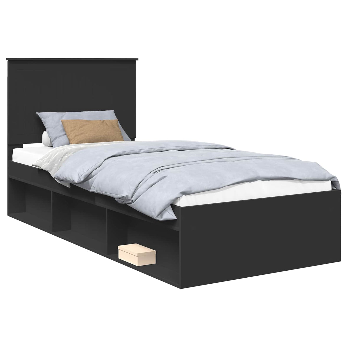 vidaXL Σκελετός Κρεβατιού Μαύρο 90 x 190 cm Στερεά ξυλεία πεύκου