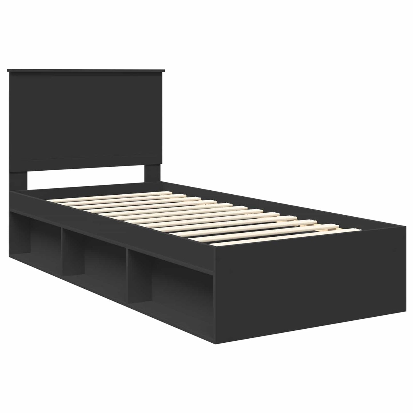 vidaXL Σκελετός Κρεβατιού Μαύρο 90 x 190 cm Στερεά ξυλεία πεύκου