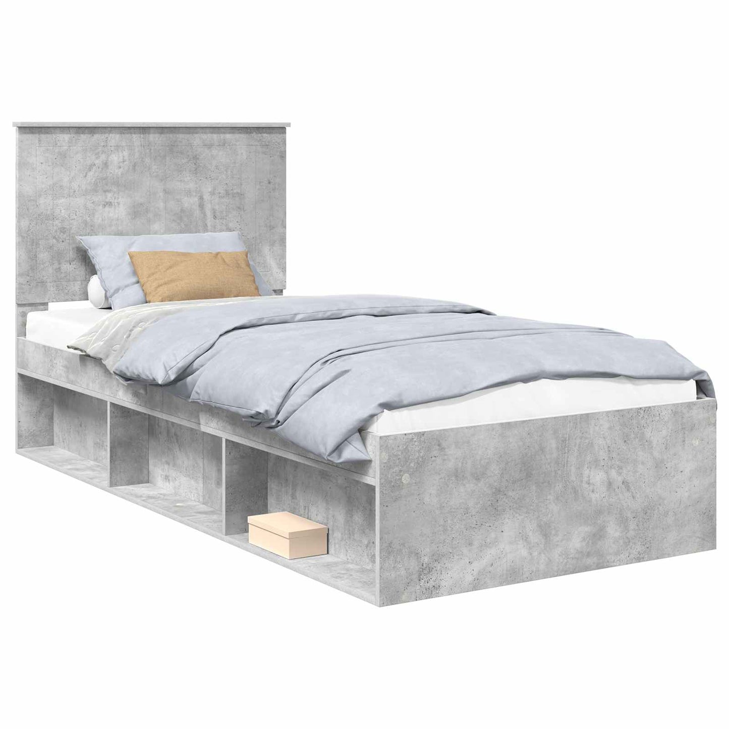 vidaXL Σκελετός Κρεβατιού Γκρι Μπετόν 90 x 190 cm Στερεά ξυλεία πεύκου