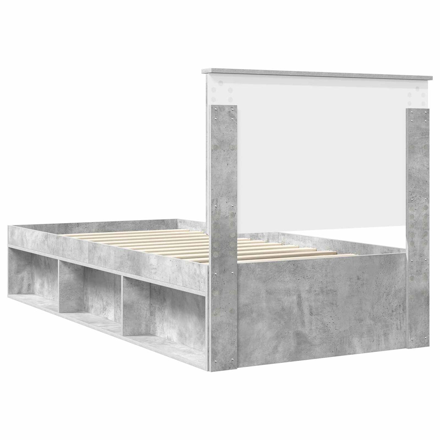 vidaXL Σκελετός Κρεβατιού Γκρι Μπετόν 90 x 190 cm Στερεά ξυλεία πεύκου