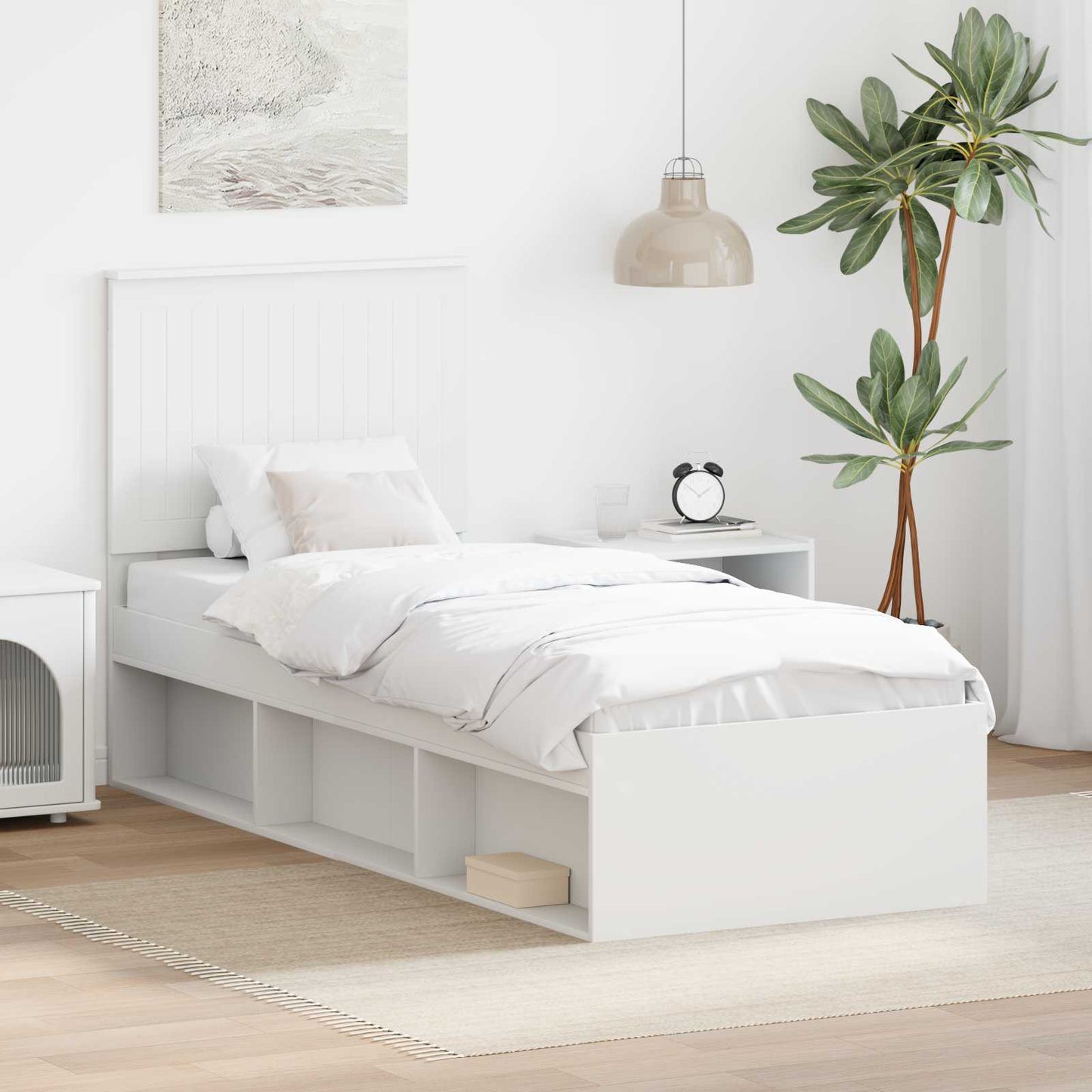 vidaXL Σκελετός Κρεβατιού Λευκό 75 x 190 cm Στερεά ξυλεία πεύκου
