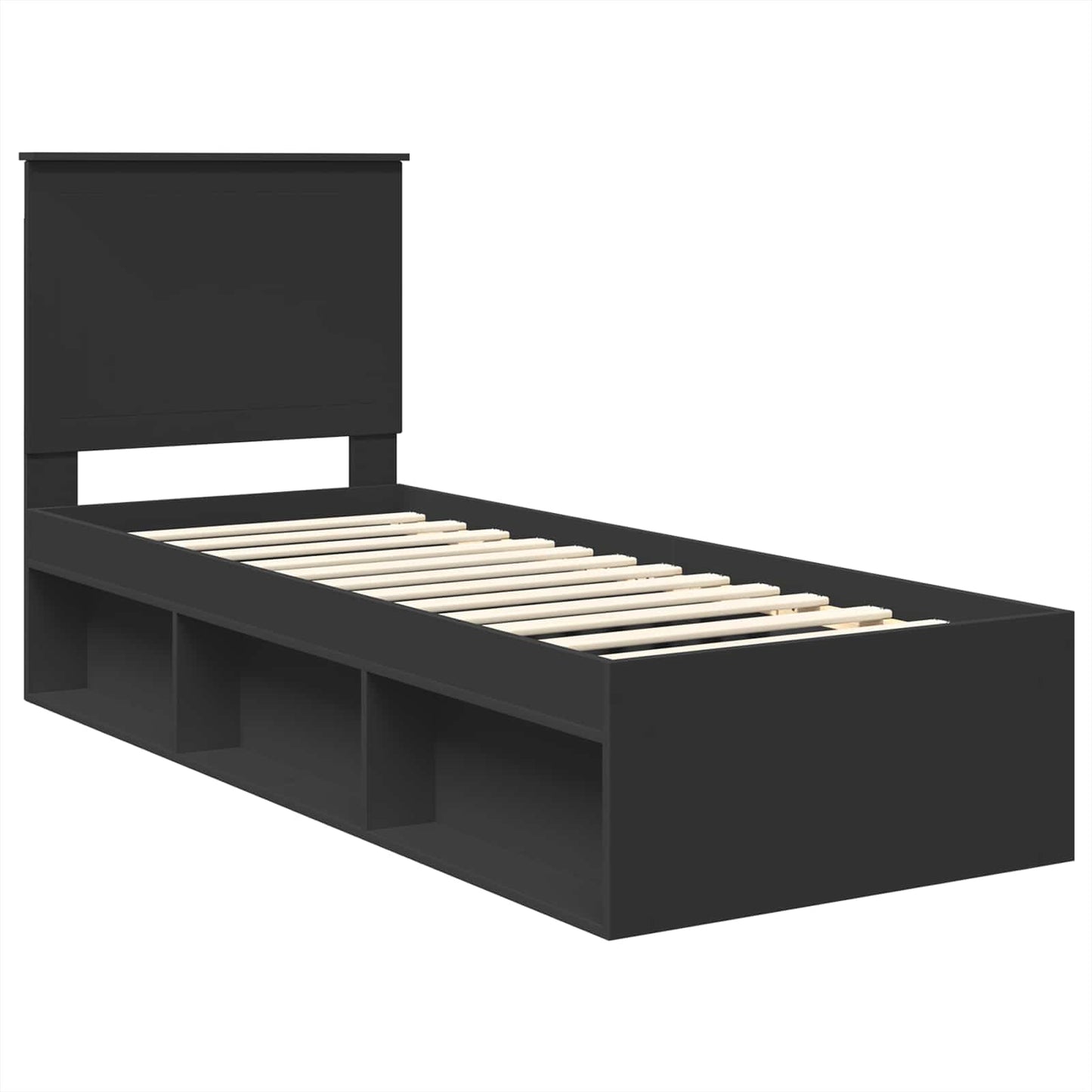 vidaXL Σκελετός Κρεβατιού Μαύρο 75 x 190 cm Στερεά ξυλεία πεύκου