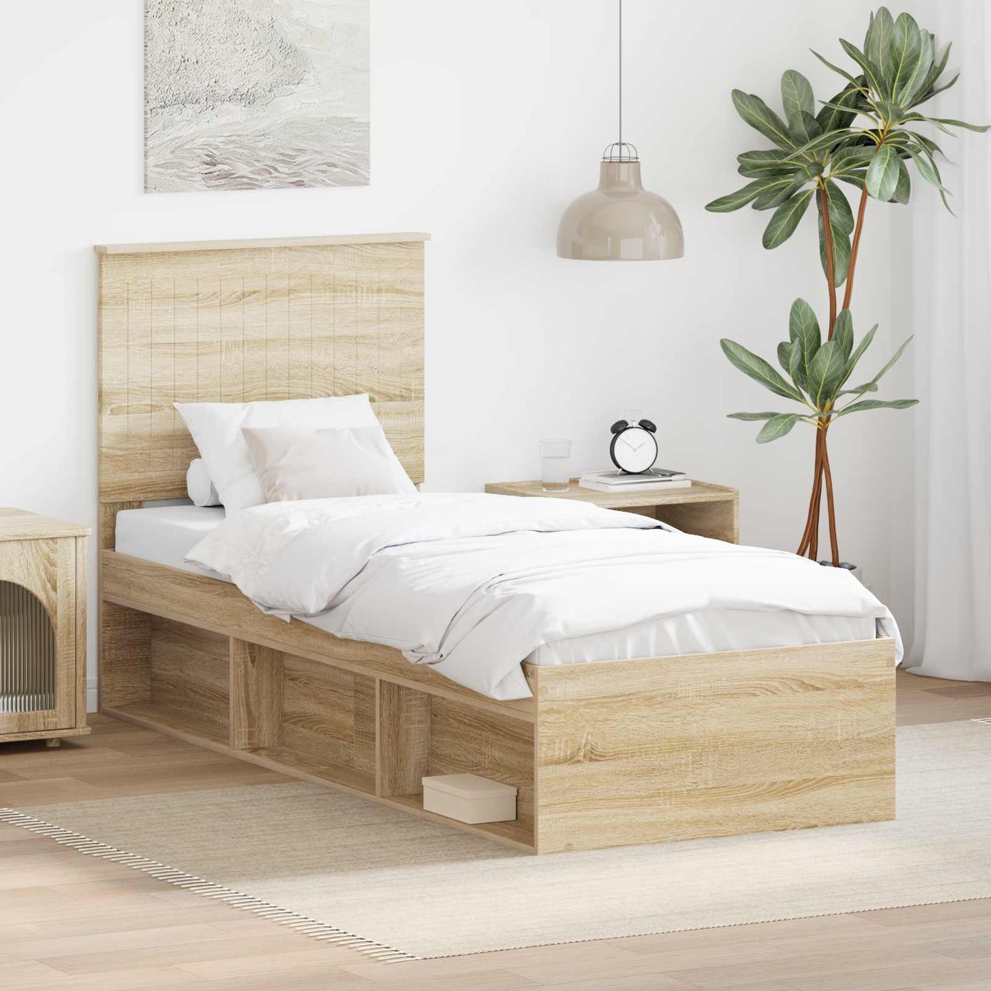 vidaXL Σκελετός Κρεβατιού Δρύς Sonoma 75 x 190 cm Στερεά ξυλεία πεύκου