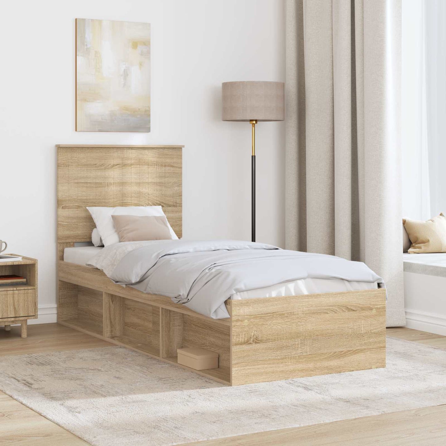 vidaXL Σκελετός Κρεβατιού Δρύς Sonoma 75 x 190 cm Στερεά ξυλεία πεύκου