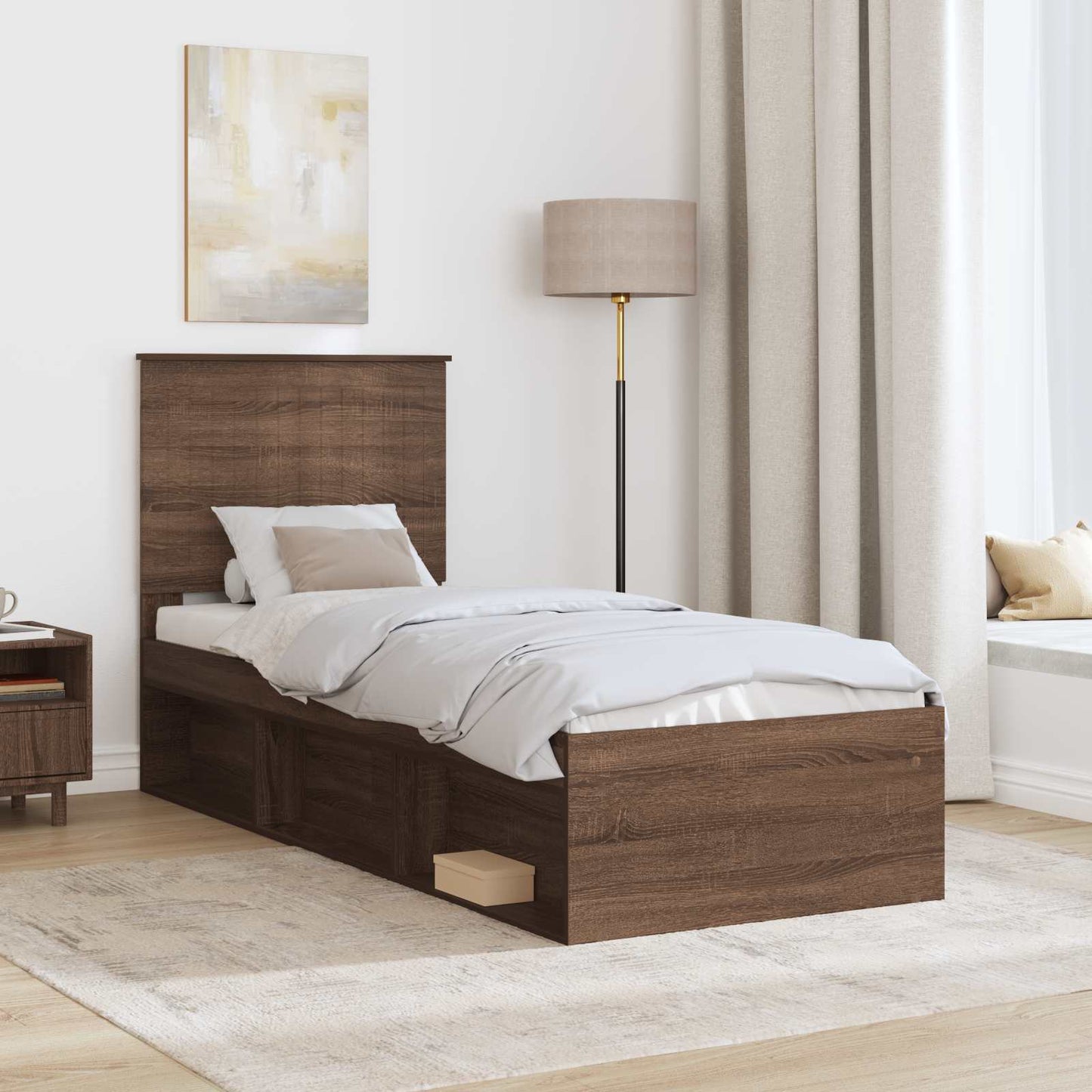 vidaXL Σκελετός Κρεβατιού Καφέ δρυς 75 x 190 cm Στερεά ξυλεία πεύκου
