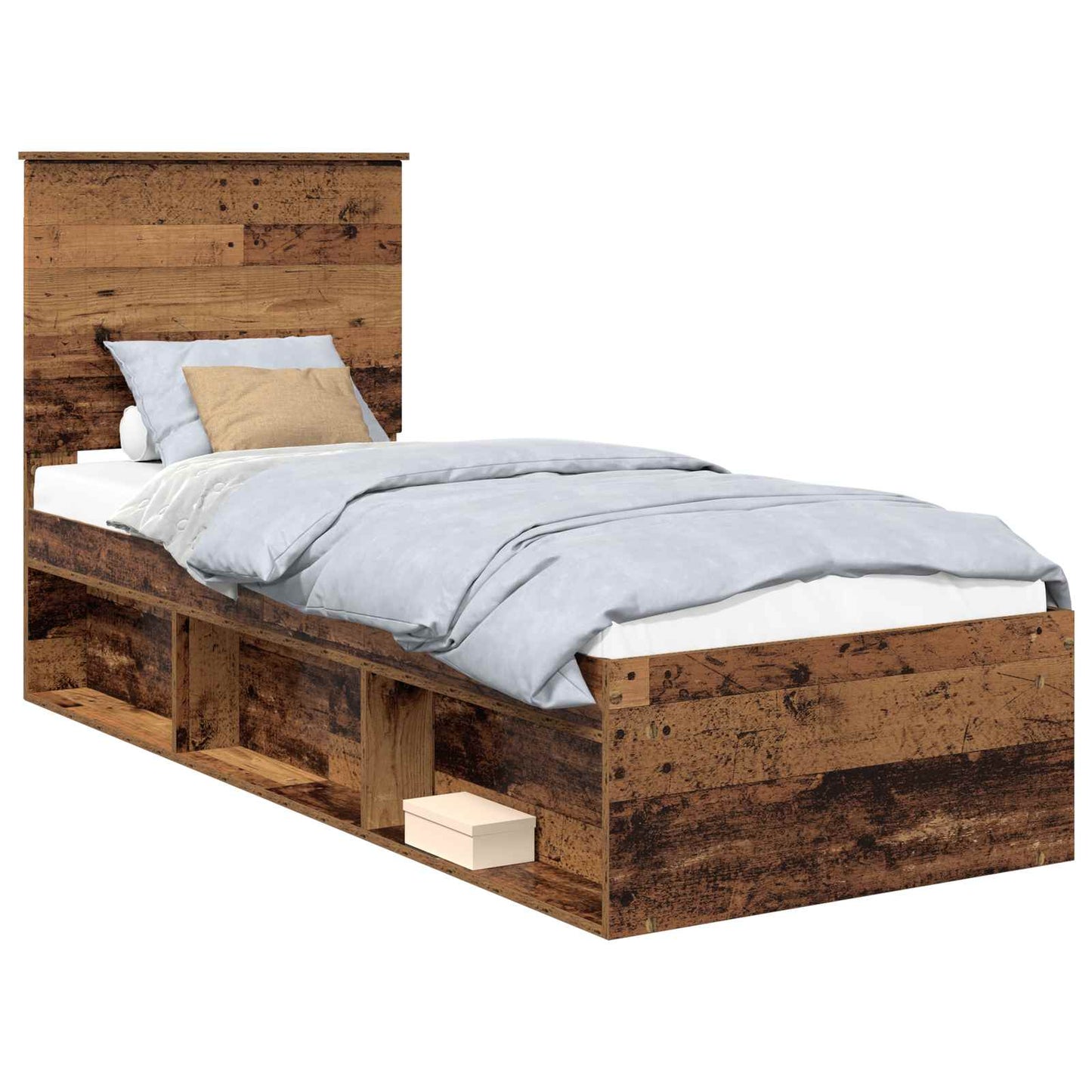 vidaXL Σκελετός Κρεβατιού Παλιό ξύλο 75 x 190 cm Στερεά ξυλεία πεύκου