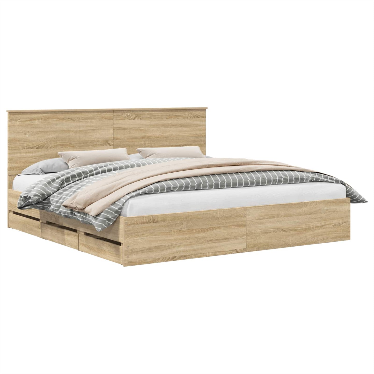 vidaXL Σκελετός Κρεβατιού Δρύς Sonoma 200 x 200 cm Μηχανήματος Ξύλο