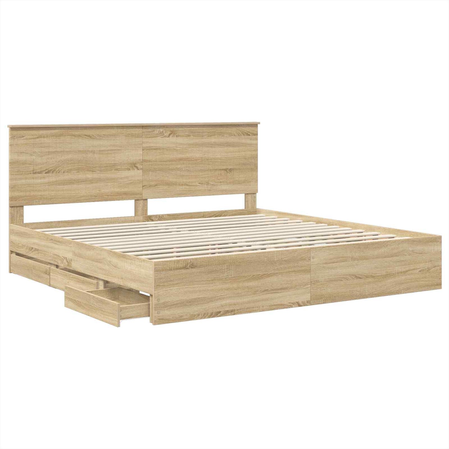vidaXL Σκελετός Κρεβατιού Δρύς Sonoma 200 x 200 cm Μηχανήματος Ξύλο