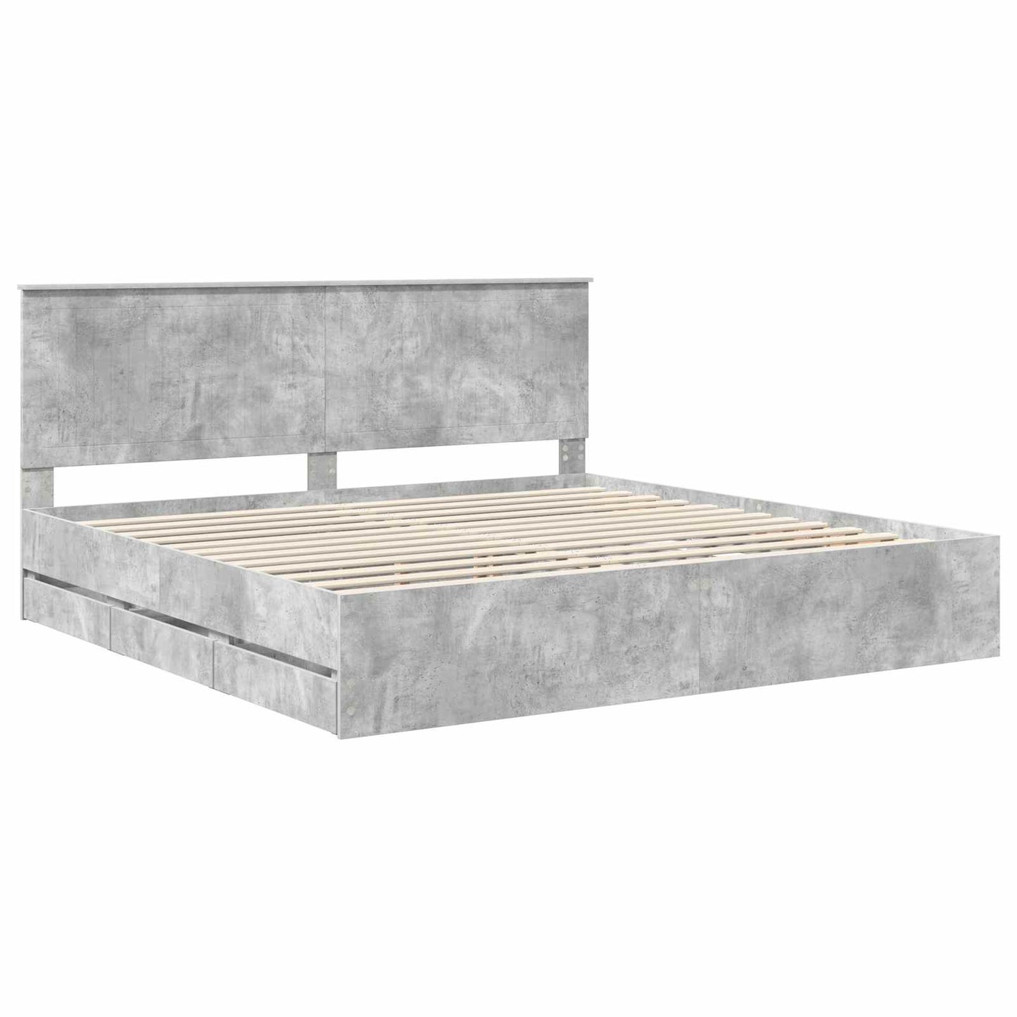 vidaXL Σκελετός Κρεβατιού Σκυρόδεμα Γκρι 200 x 200 cm Μηχανήματος Ξύλο