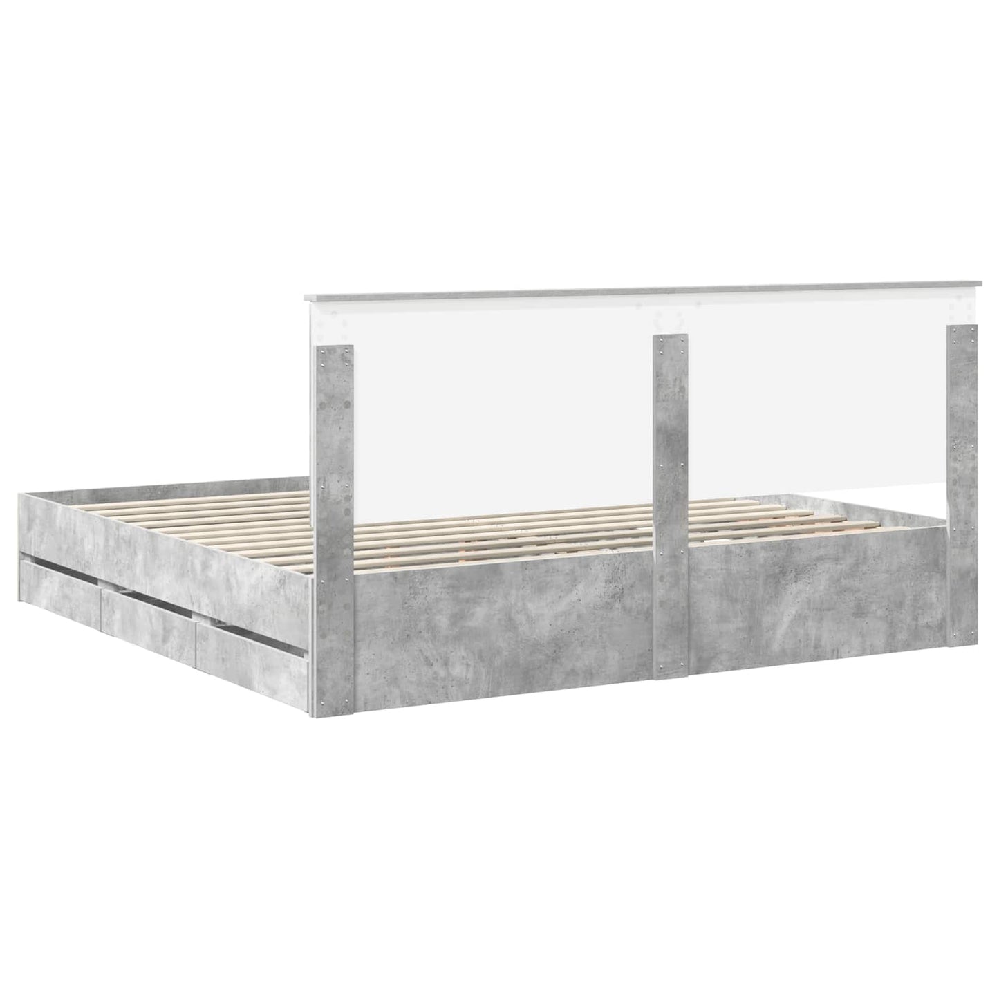vidaXL Σκελετός Κρεβατιού Σκυρόδεμα Γκρι 200 x 200 cm Μηχανήματος Ξύλο