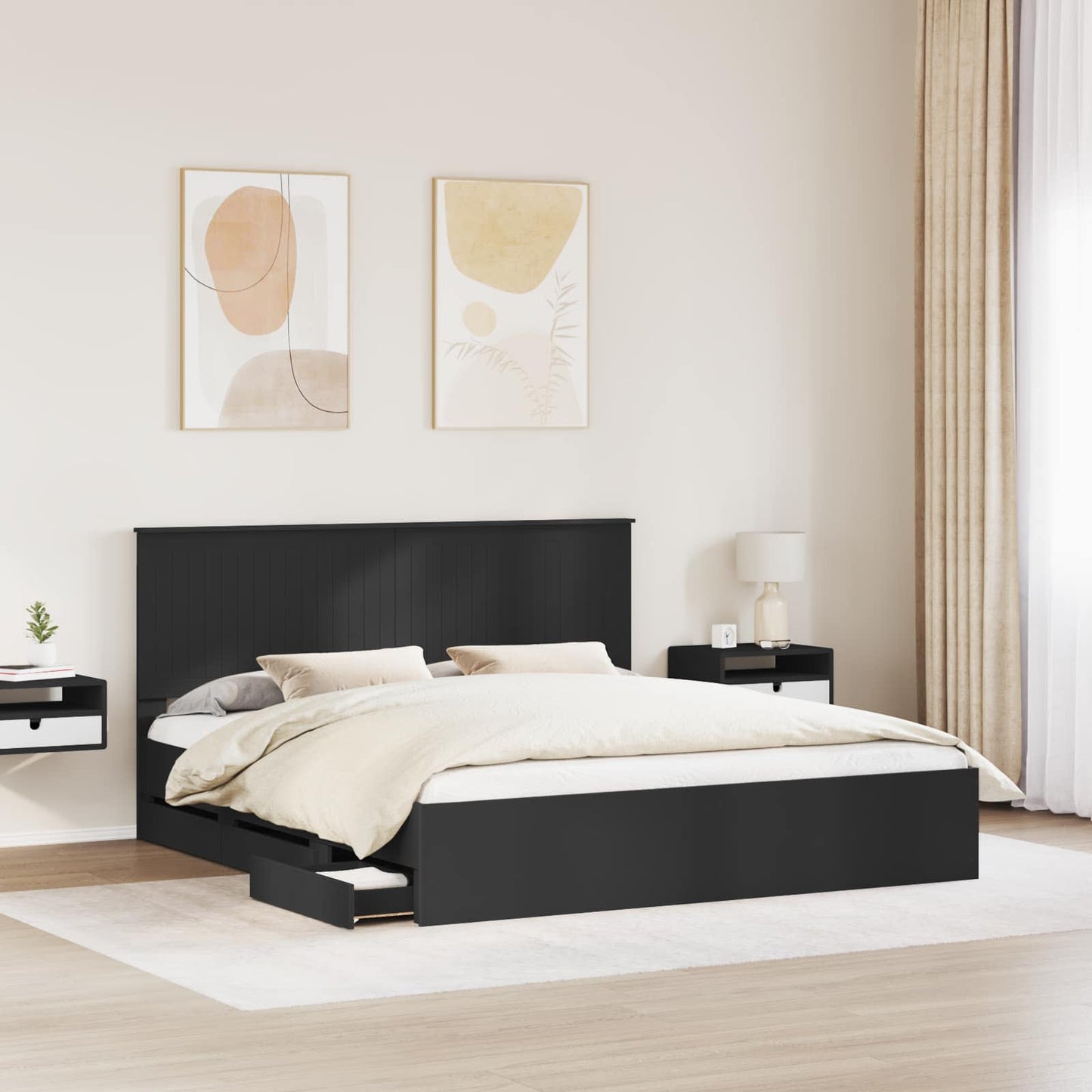 vidaXL Σκελετός Κρεβατιού Μαύρο 180 x 200 cm Μηχανήματος Ξύλο
