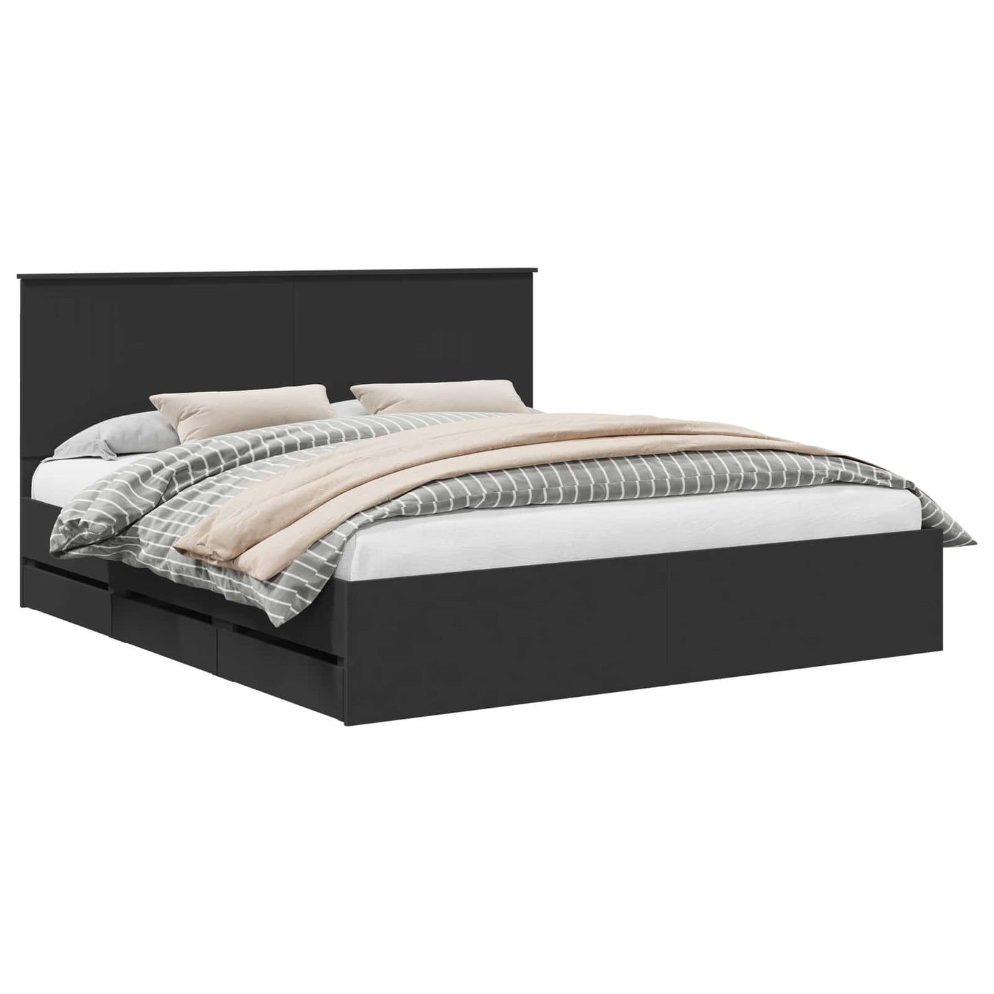 vidaXL Σκελετός Κρεβατιού Μαύρο 180 x 200 cm Μηχανήματος Ξύλο