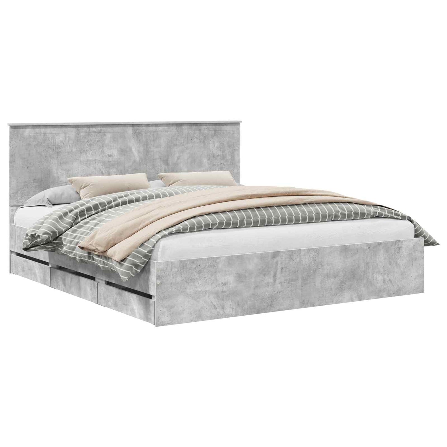 vidaXL Σκελετός Κρεβατιού Σκυρόδεμα Γκρι 180 x 200 cm Μηχανήματος Ξύλο