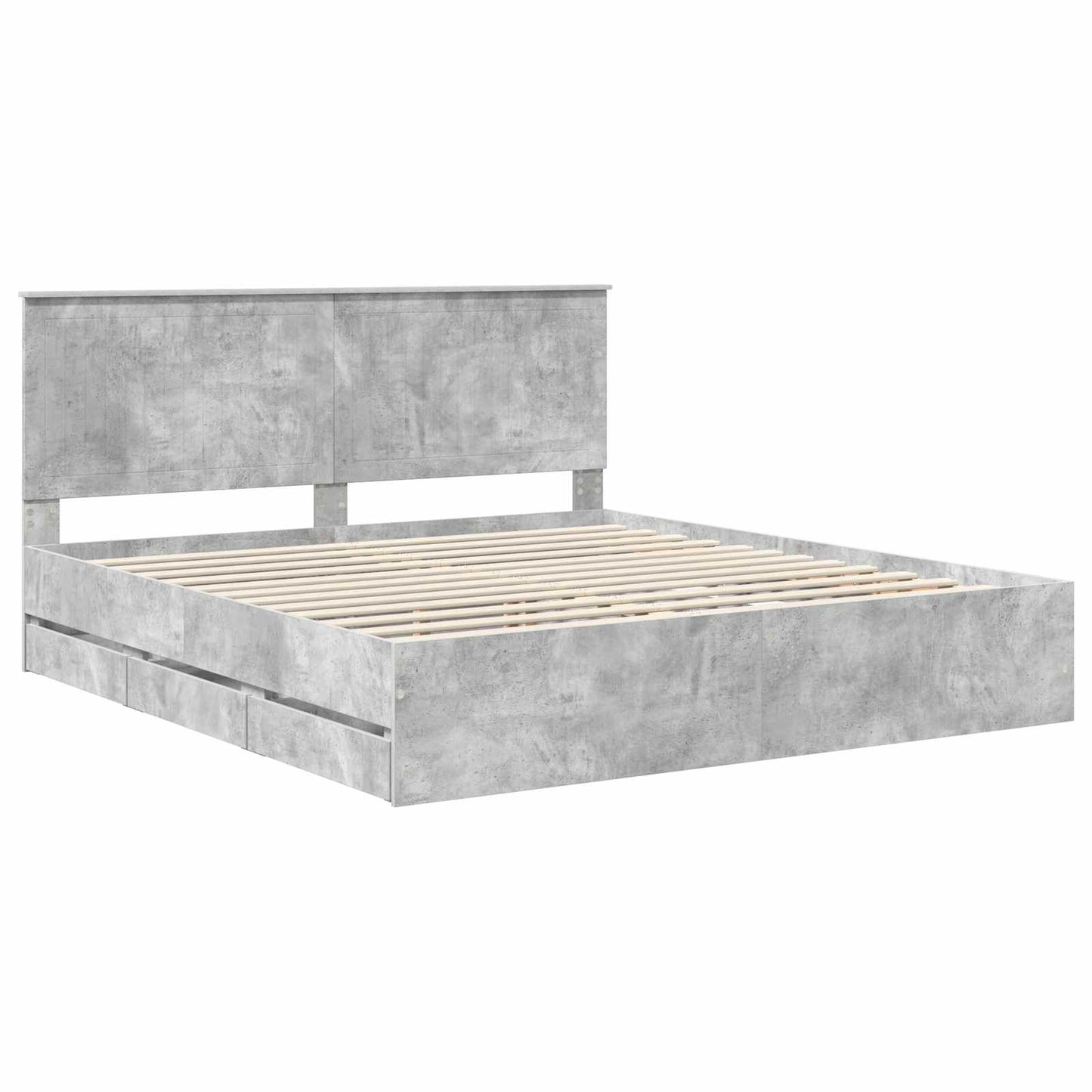 vidaXL Σκελετός Κρεβατιού Σκυρόδεμα Γκρι 180 x 200 cm Μηχανήματος Ξύλο