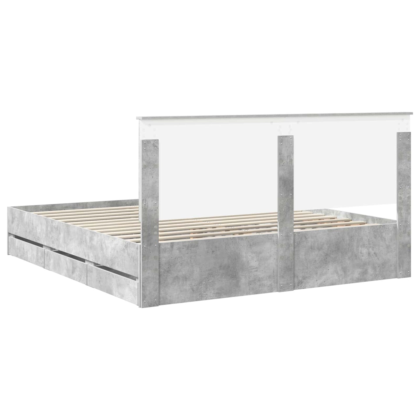 vidaXL Σκελετός Κρεβατιού Σκυρόδεμα Γκρι 180 x 200 cm Μηχανήματος Ξύλο