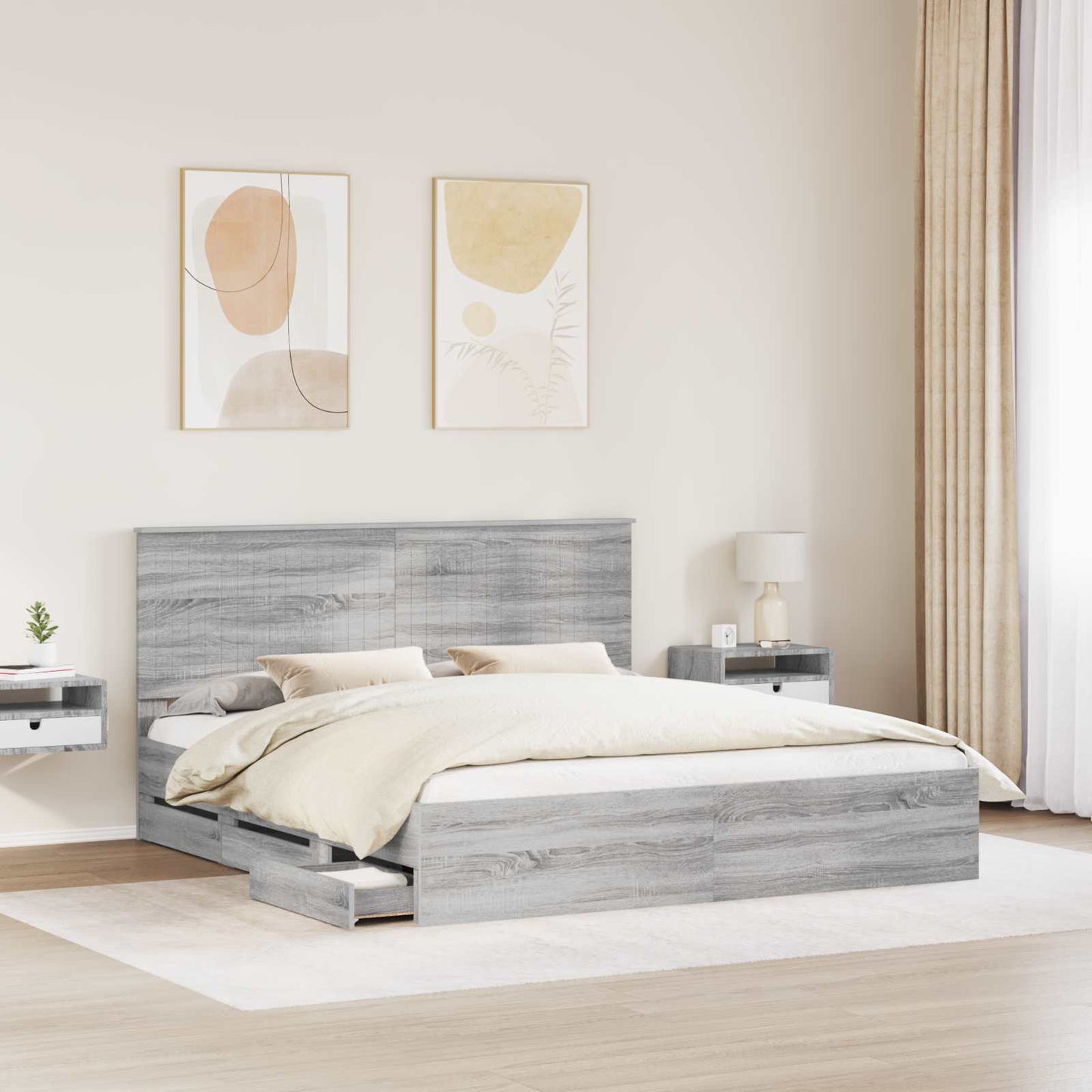 vidaXL Σκελετός Κρεβατιού Γκρίζο Σονομα 180 x 200 cm Μηχανήματος Ξύλο