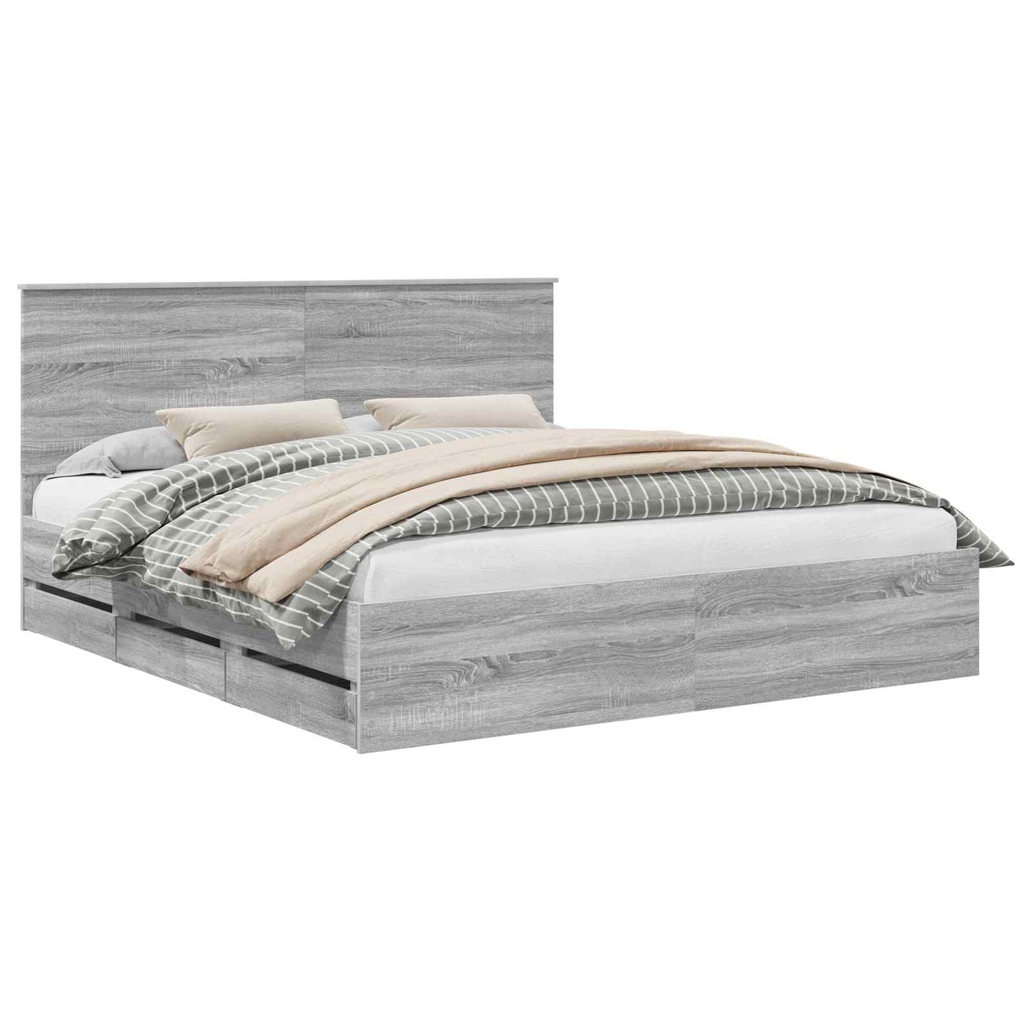 vidaXL Σκελετός Κρεβατιού Γκρίζο Σονομα 180 x 200 cm Μηχανήματος Ξύλο