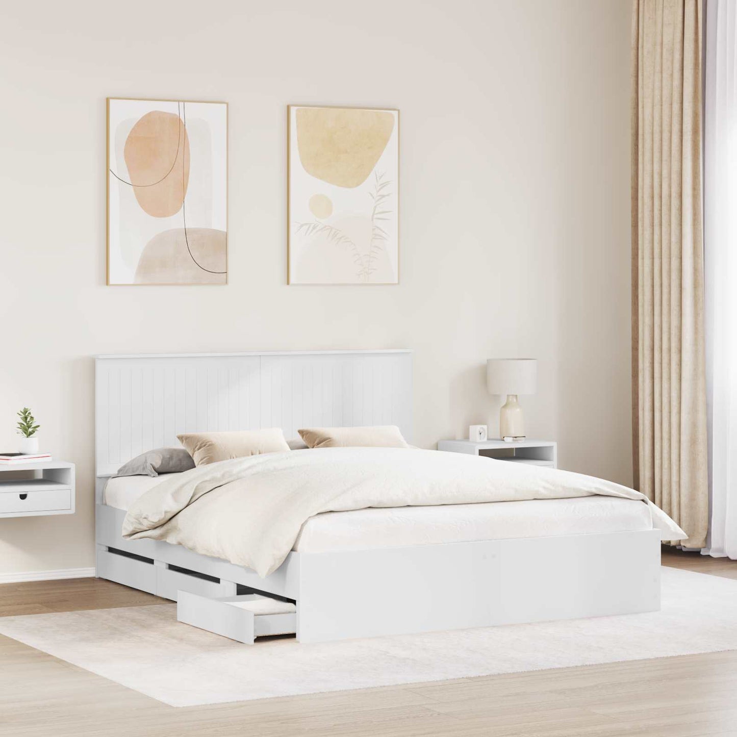 vidaXL Σκελετός Κρεβατιού Λευκό 160 x 200 cm Μηχανήματος Ξύλο