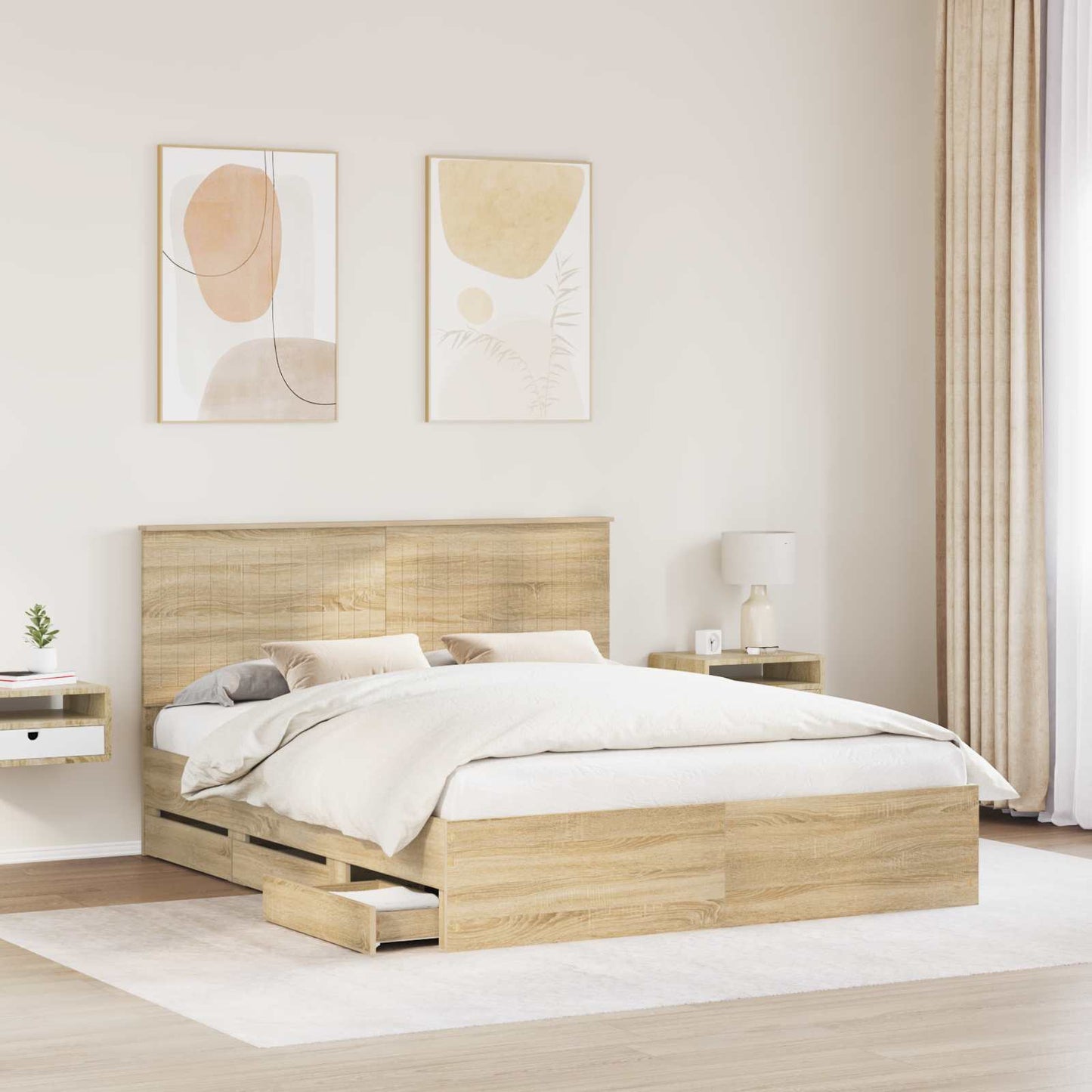 vidaXL Σκελετός Κρεβατιού Δρύς Sonoma 160 x 200 cm Μηχανήματος Ξύλο