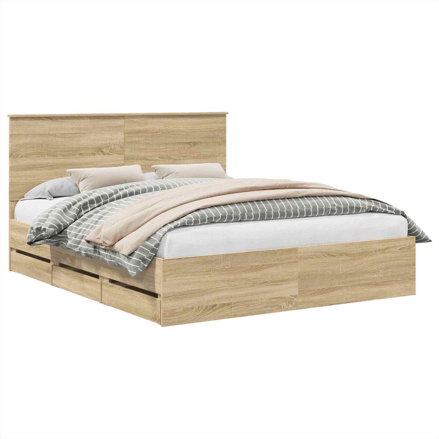 vidaXL Σκελετός Κρεβατιού Δρύς Sonoma 160 x 200 cm Μηχανήματος Ξύλο