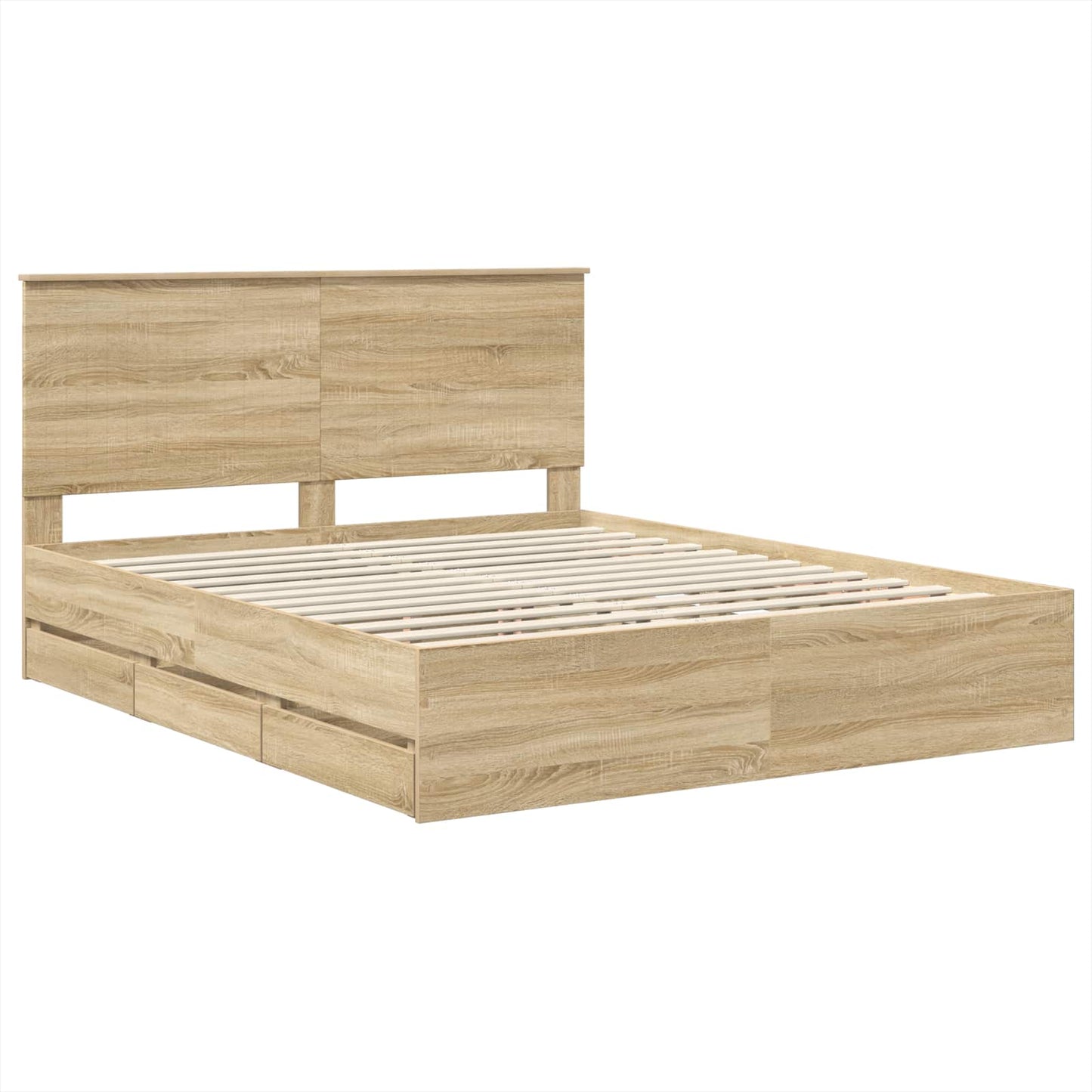 vidaXL Σκελετός Κρεβατιού Δρύς Sonoma 160 x 200 cm Μηχανήματος Ξύλο