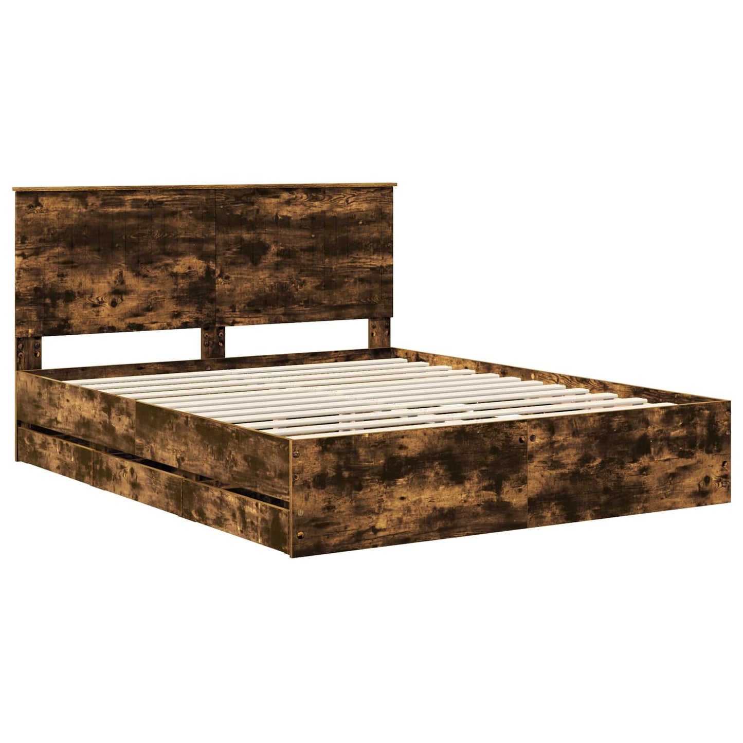 vidaXL Σκελετός Κρεβατιού Καπνιστό Δρύς 160 x 200 cm Μηχανήματος Ξύλο
