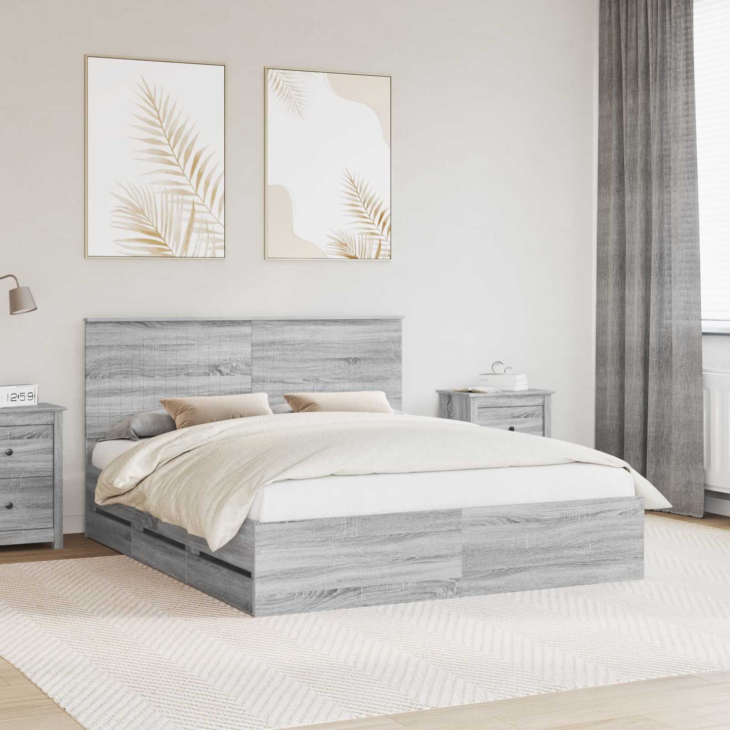 vidaXL Σκελετός Κρεβατιού Γκρίζο Σονομα 160 x 200 cm Μηχανήματος Ξύλο