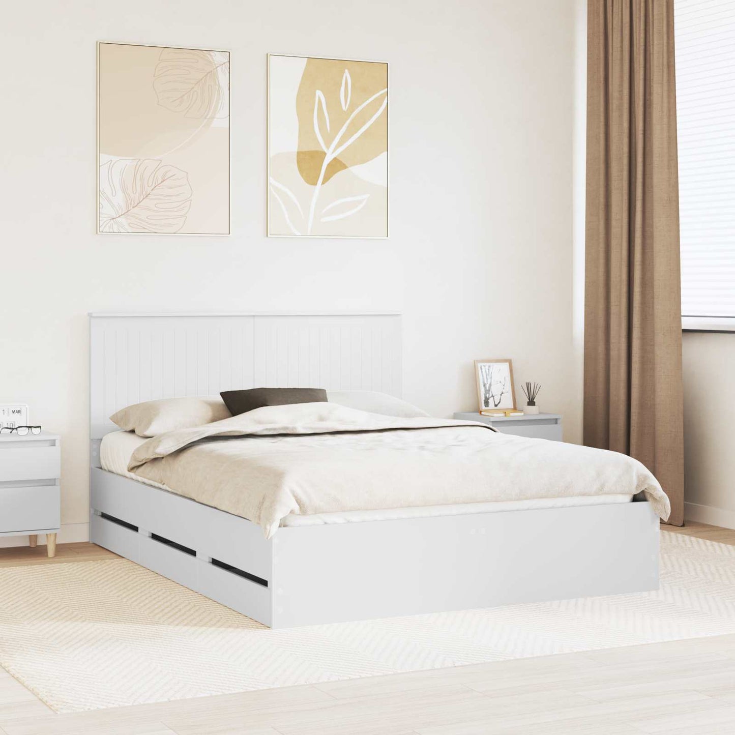 vidaXL Σκελετός Κρεβατιού Λευκό 150 x 200 cm Μηχανήματος Ξύλο