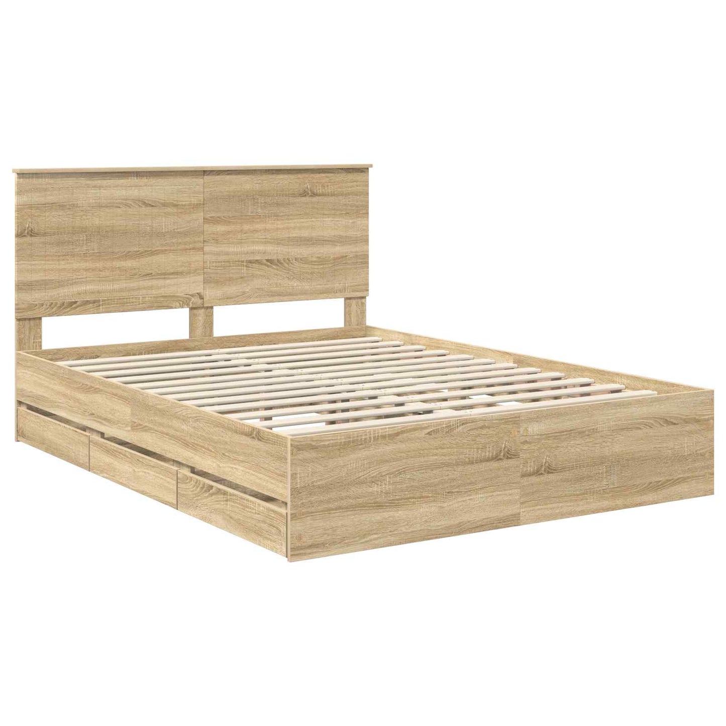 vidaXL Σκελετός Κρεβατιού Δρύς Sonoma 150 x 200 cm Μηχανήματος Ξύλο