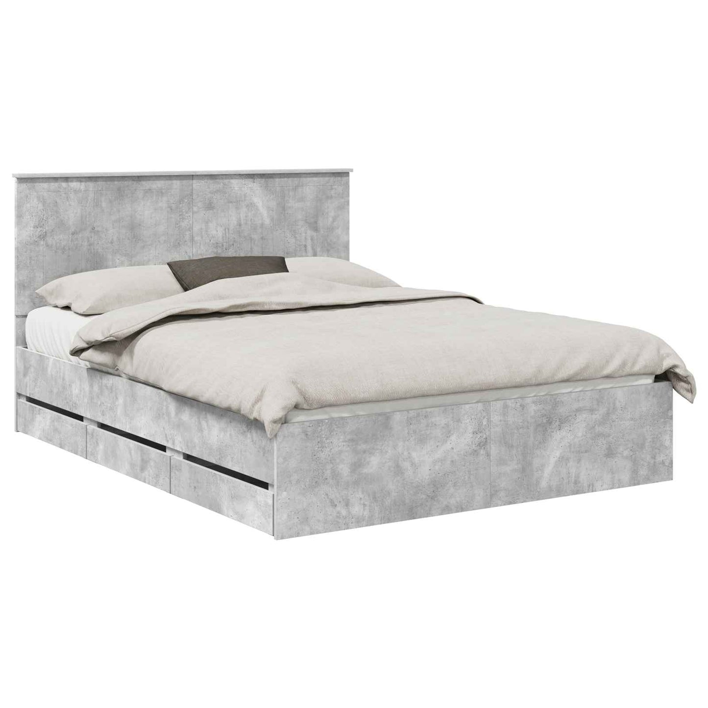vidaXL Σκελετός Κρεβατιού Σκυρόδεμα Γκρι 150 x 200 cm Μηχανήματος Ξύλο